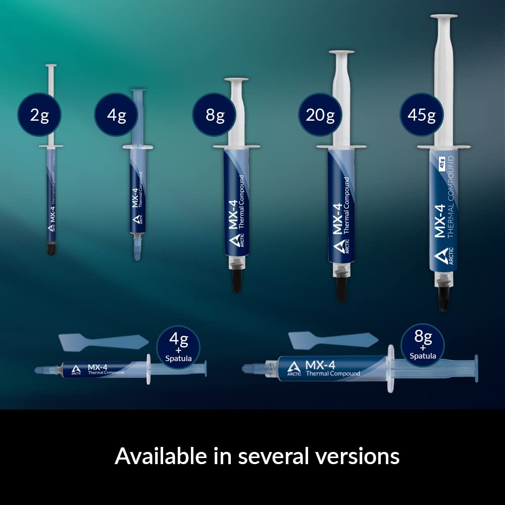 Arctic MX-4 (incl. Spatula, 4 g) - Premium Performance Thermal Paste for All Processors (CPU, GPU - PC), Very high Thermal Conductivity, Long Durability, Safe Application