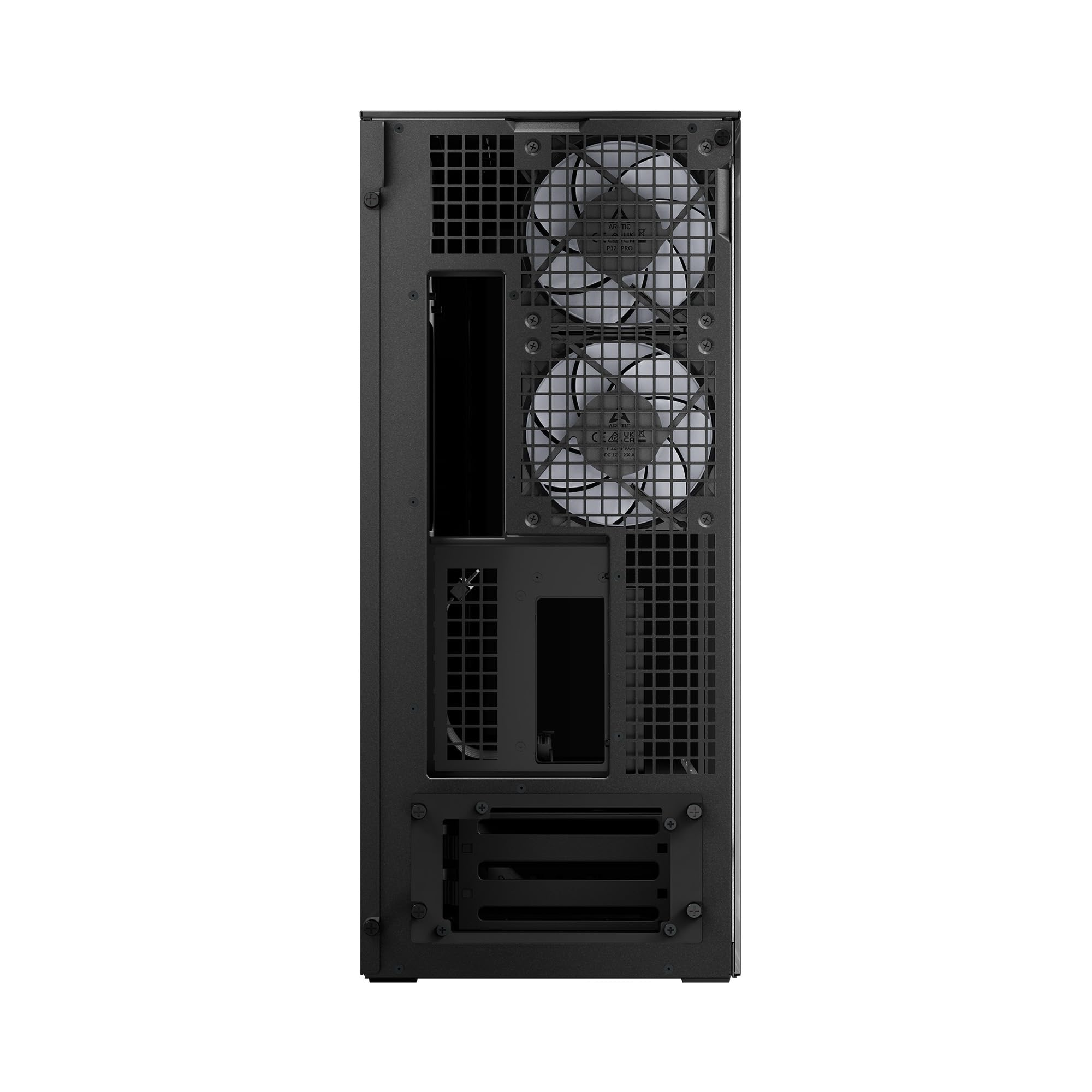 ARCTIC Xtender VG (Black) with Vertical GPU Mount - PC Case, Tempered Panorama Glass, 2 x 420 mm Radiator Support, Midi Tower, E-ATX, 5X A-RGB Fans pre-Mounted - Black