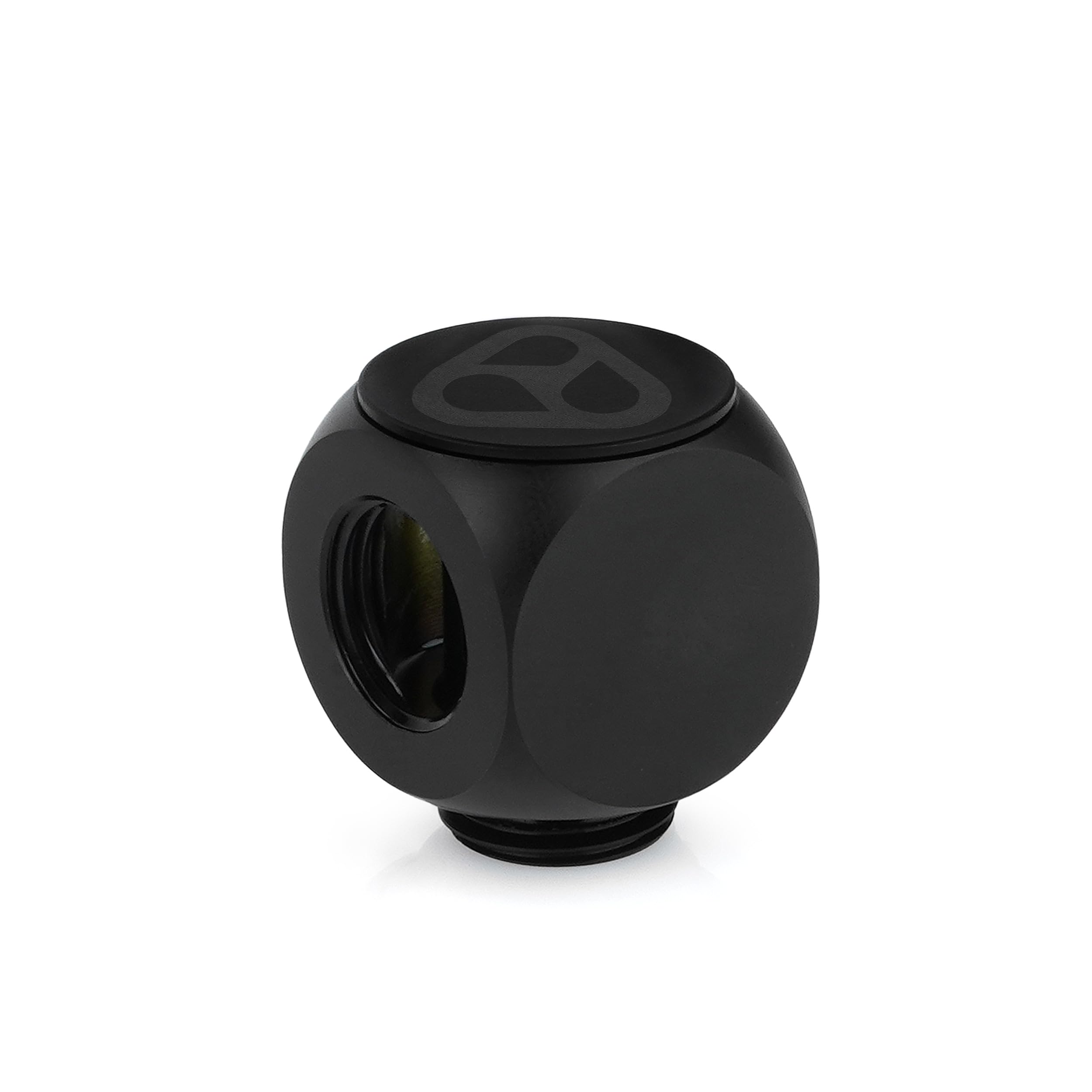 Thermal Grizzly DeltaMate Rotary T Fitting – Black G1/4 Male + Dual Female Tee Connector for Custom PC Water-Cooling