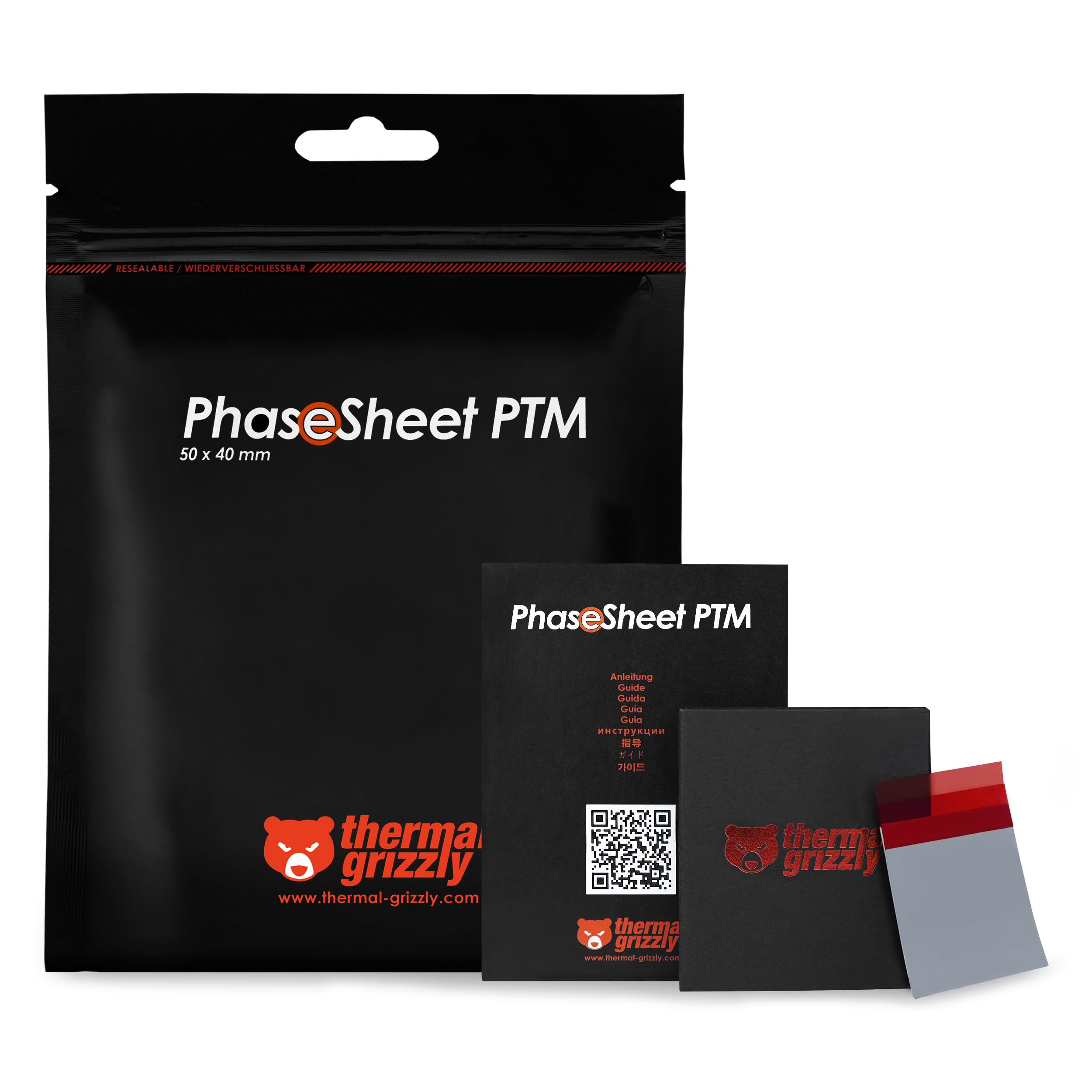 Thermal Grizzly - PhaseSheet PTM (50x40mm)- High Performance Thermal pad with Phase Change Material | Durable, not electrically Conductive | for CPU, GPU & Electronics Cooling