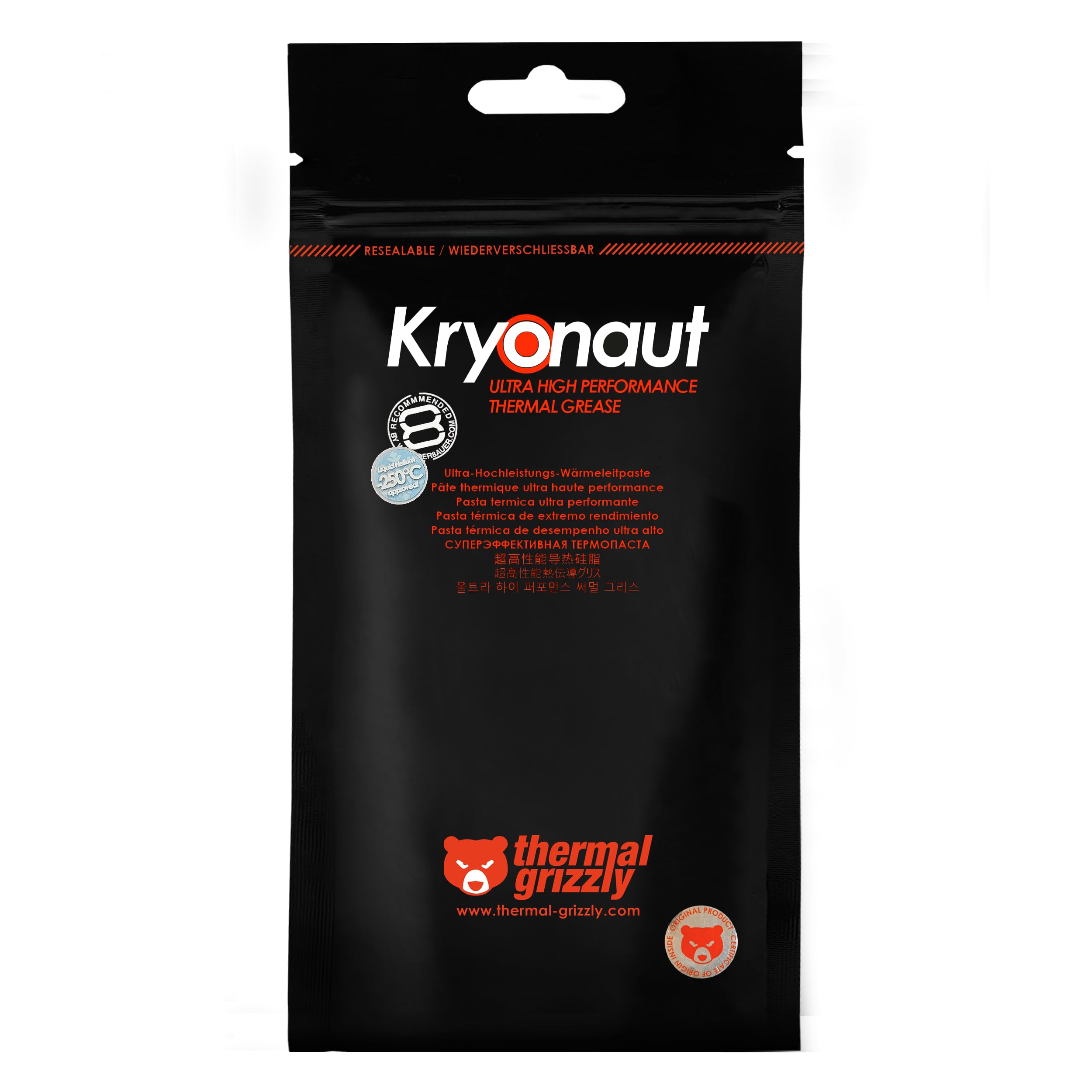 Thermal Grizzly Kryonaut - 1 Gram - Extremely High Performance Thermal Paste + 12 Cleaning Wipes 6 Wet & 6 Dry - for Demanding Applications and Overclocking CPU/GPU/PS4/PS5/Xbox