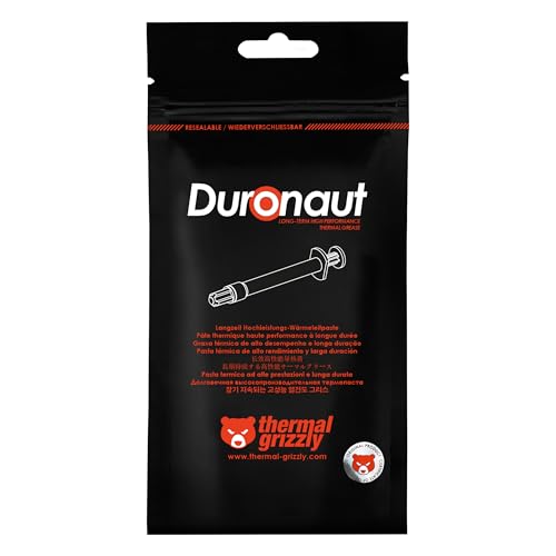 Thermal Grizzly - Duronaut - 6 Gram - Enhanced Durability & High Performance Thermal Paste - for Maximum Conductivity While Overclocking CPU/GPU/PS4/PS5/Xbox with 12 Cleaning Wipes 6 Wet & 6 Dry