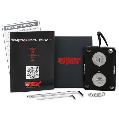 Thermal Grizzly Intel 1851 Mycro Direct-Die Pro RGB V1 Water Cooler with Nickel-Plated Copper Base and Micro Cooling Fins - Made in Germany