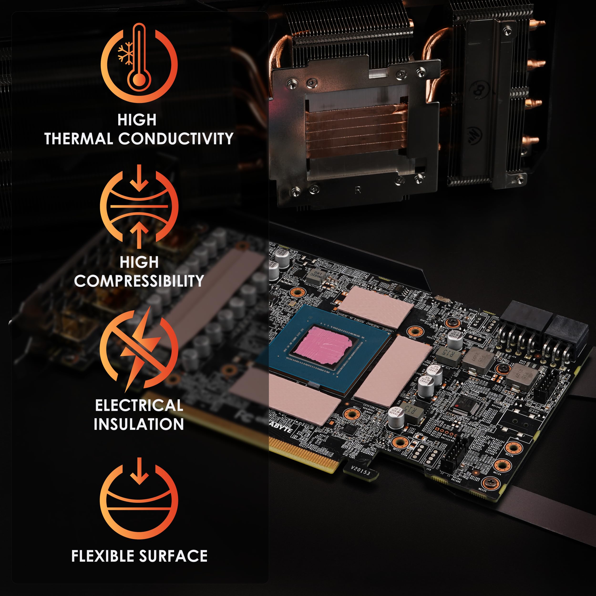 Thermal Grizzly Minus Pad 8-120x20mm Thermal Interface Pad, Electrically Non-Conductive, High Thermal Conductivity & Compressibility for SSDs, GPUs & Electronics
