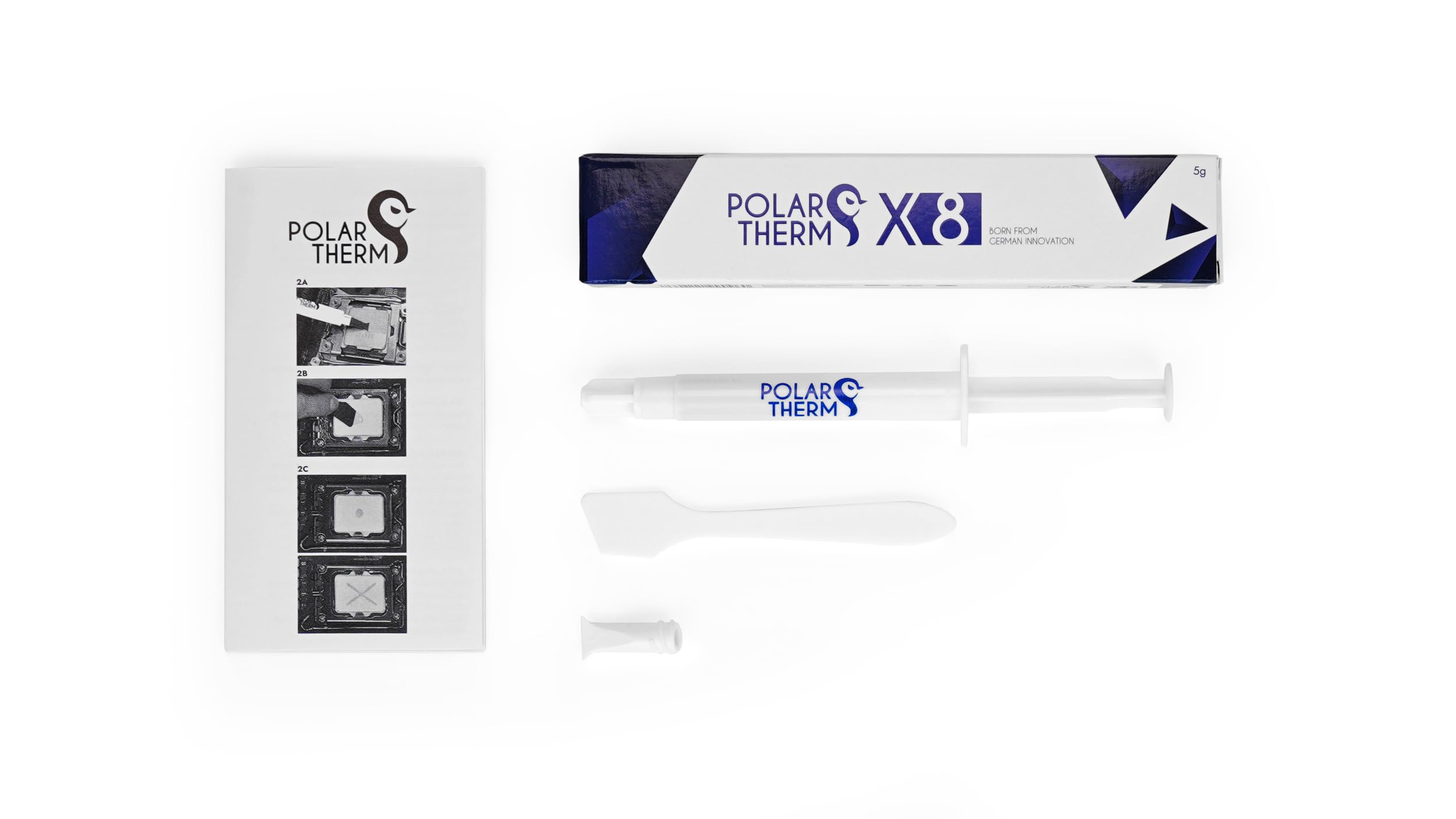 Polartherm X-8 by Thermal Grizzly - 5 Grams CPU Thermal Paste for CPU & GPU - High Thermal Conductivity, Long Durability, Non-Conductive Thermal Grease - Thermal Compound Kit with Spatula