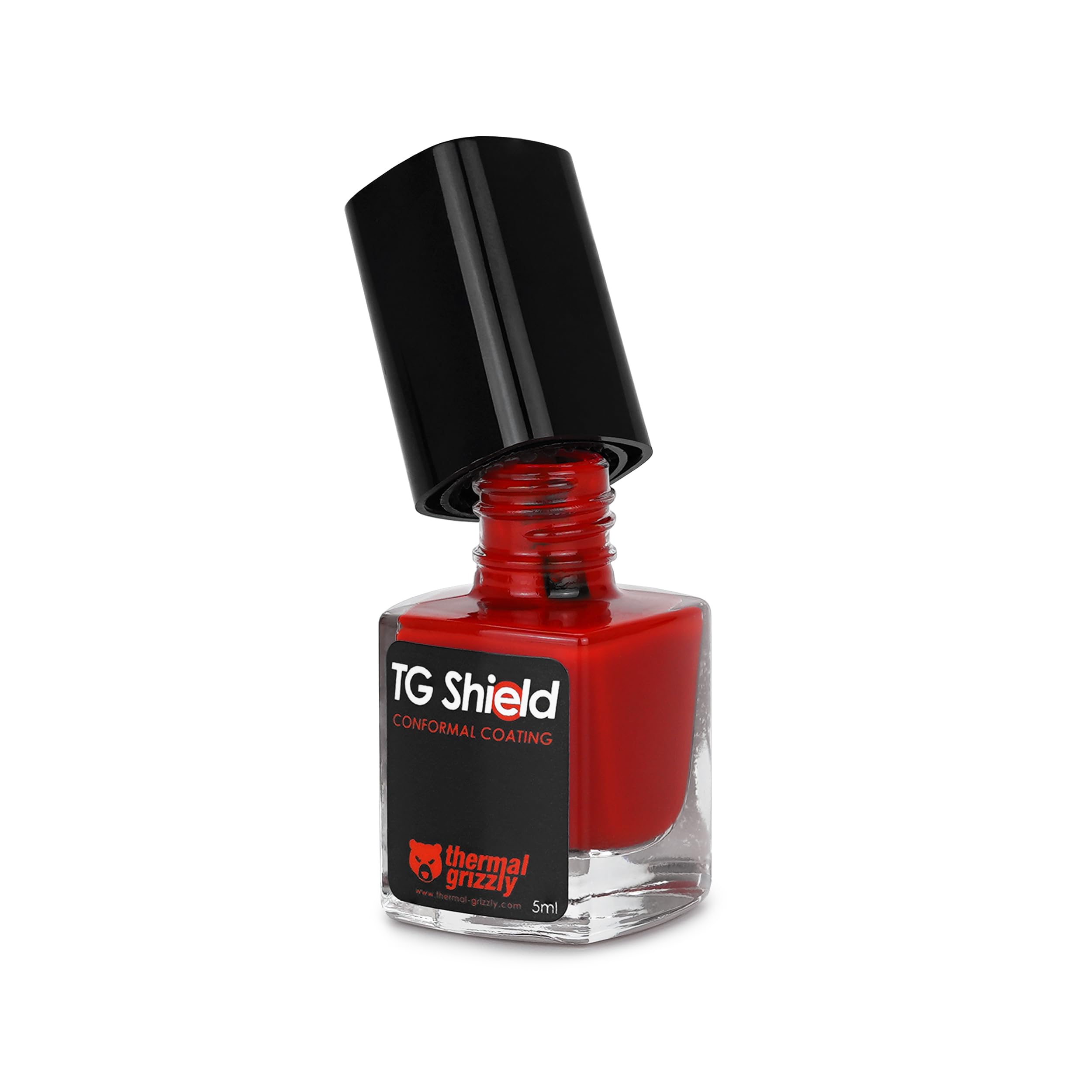 Thermal Grizzly TG Shield (5ml red) - Protects Components From Liquid Thermal Paste and Short Circuits - High Temperature Conformal Coating CPU/GPU/PS4/PS5/Xbox