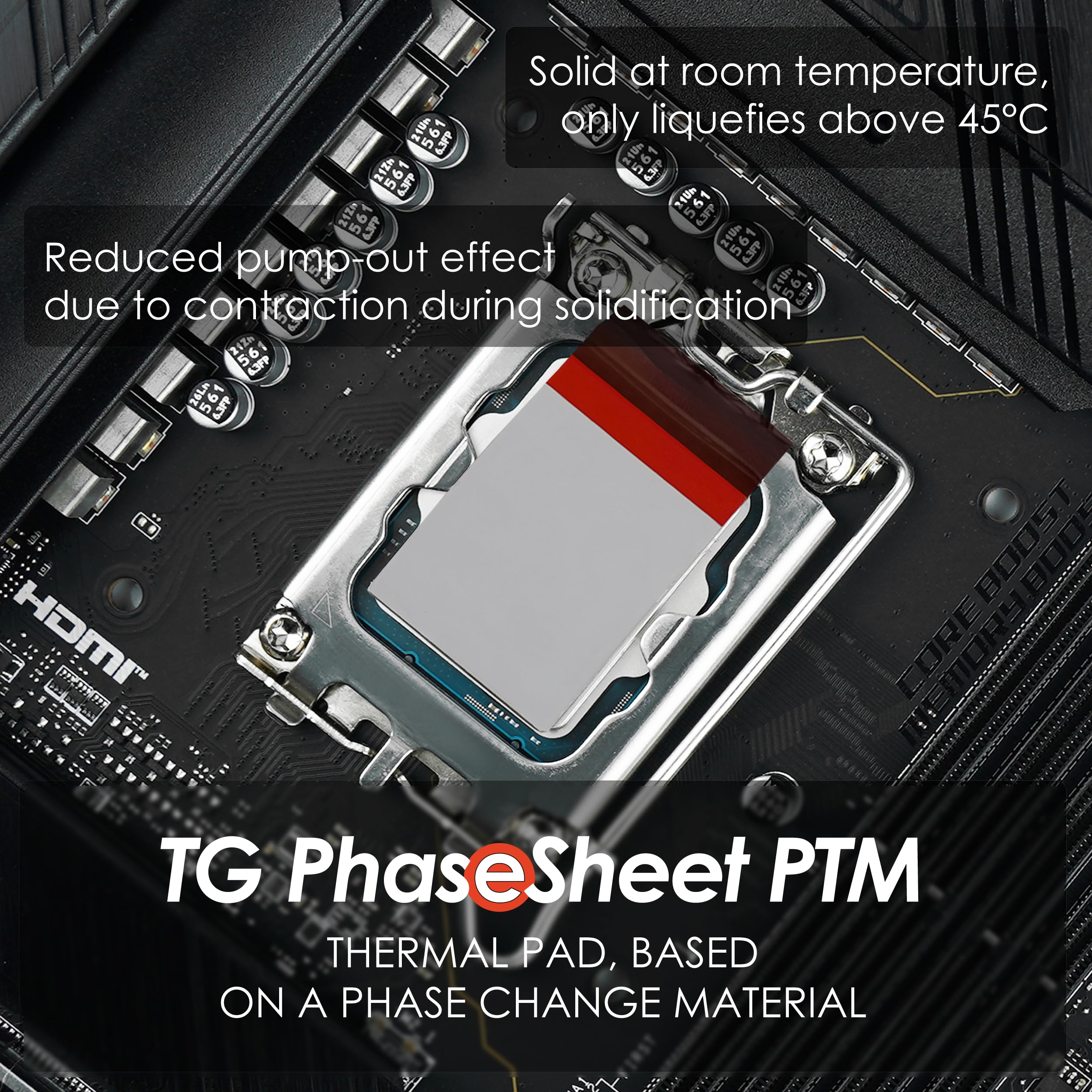 Thermal Grizzly - PhaseSheet PTM (50x40mm)- High Performance Thermal pad with Phase Change Material | Durable, not electrically Conductive | for CPU, GPU & Electronics Cooling