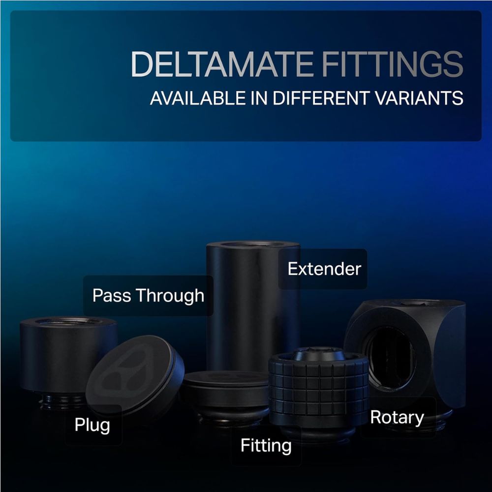 DeltaMate - Rotary FF90° - Rotary Fitting - CNC-machined brass - two G1/4" female threads - for modular combinations in water-cooling systems