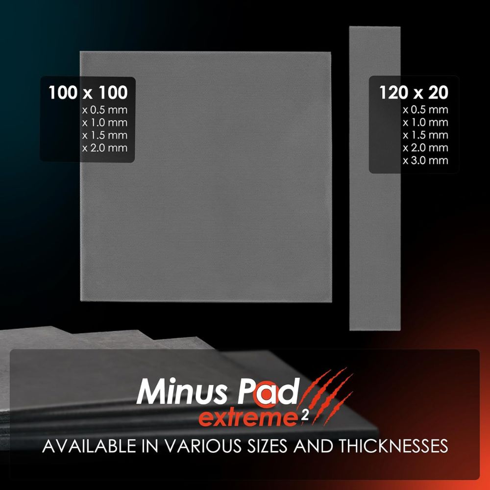 Thermal Grizzly Minus Pad Extreme 2 - High Performance Thermal Pad - 120 x 20 - Superior Thermal Conductivity, Non-Hardening - Ideal for GPU, SSD, RAM, Game Consoles (2 Pieces)
