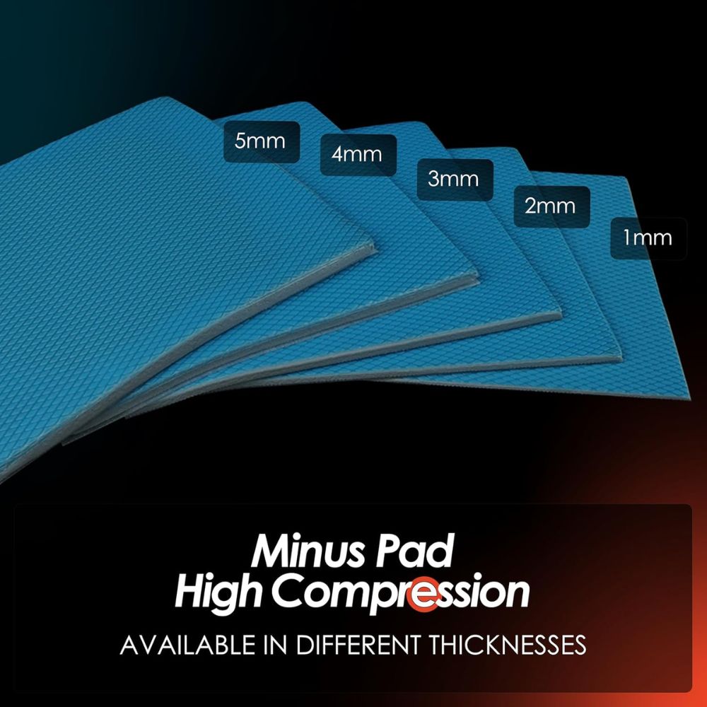 Thermal Grizzly Minus Pad High Compression - 120x100 - Thermal Interface Pad, Electrically Non-Conductive, High Thermal Conductivity & High Compressibility for SSDs, GPUs & Electronics (2 Pack)
