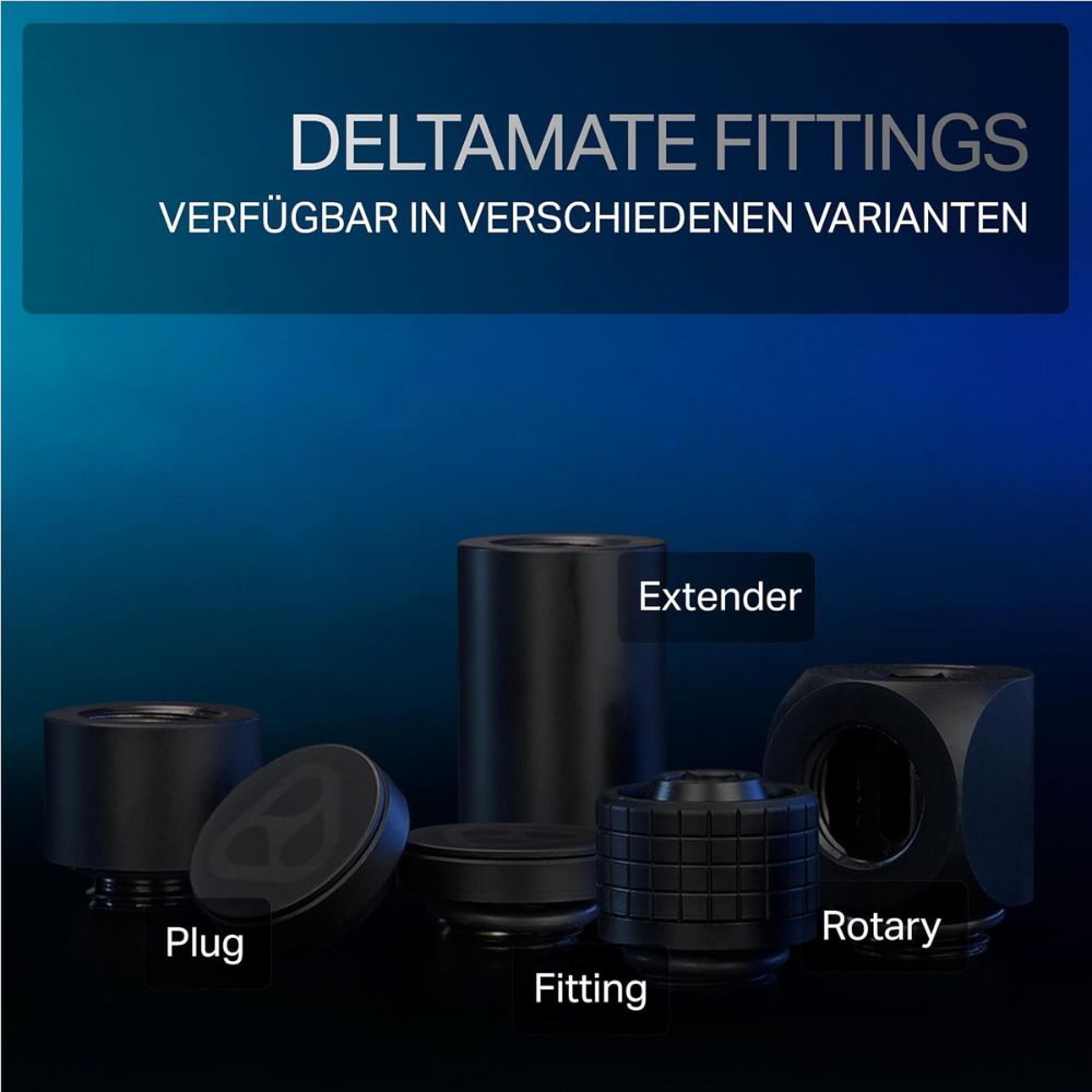 DeltaMate - Extender MF10 - Extender Fitting 10mm - CNC-machined Brass - G1/4" Male & Female Thread - for Modular Combinations in Water-Cooling Systems
