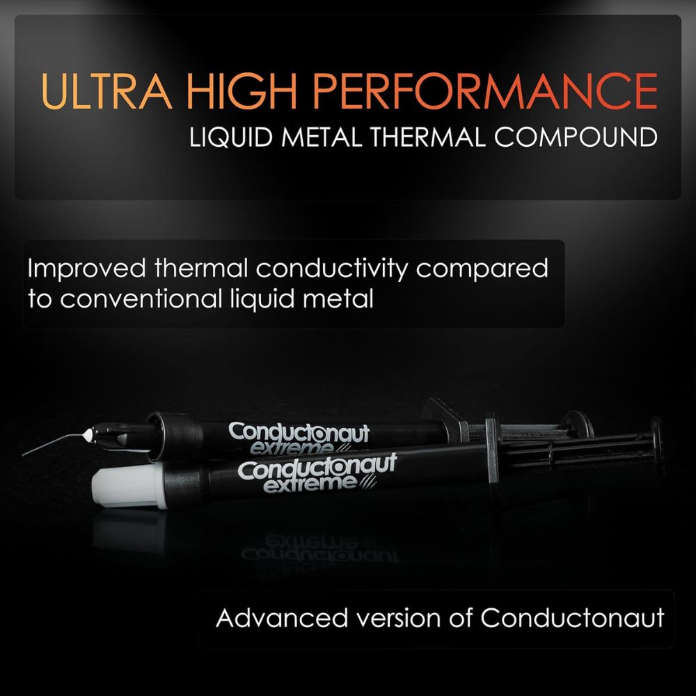 Thermal Grizzly Conductonaut Extreme Ultra High Performance Liquid Metal Compound Thermal Paste - for Maximum Thermal Conductivity While Overclocking CPU/GPU/PS4/PS5/Xbox Made in Germany