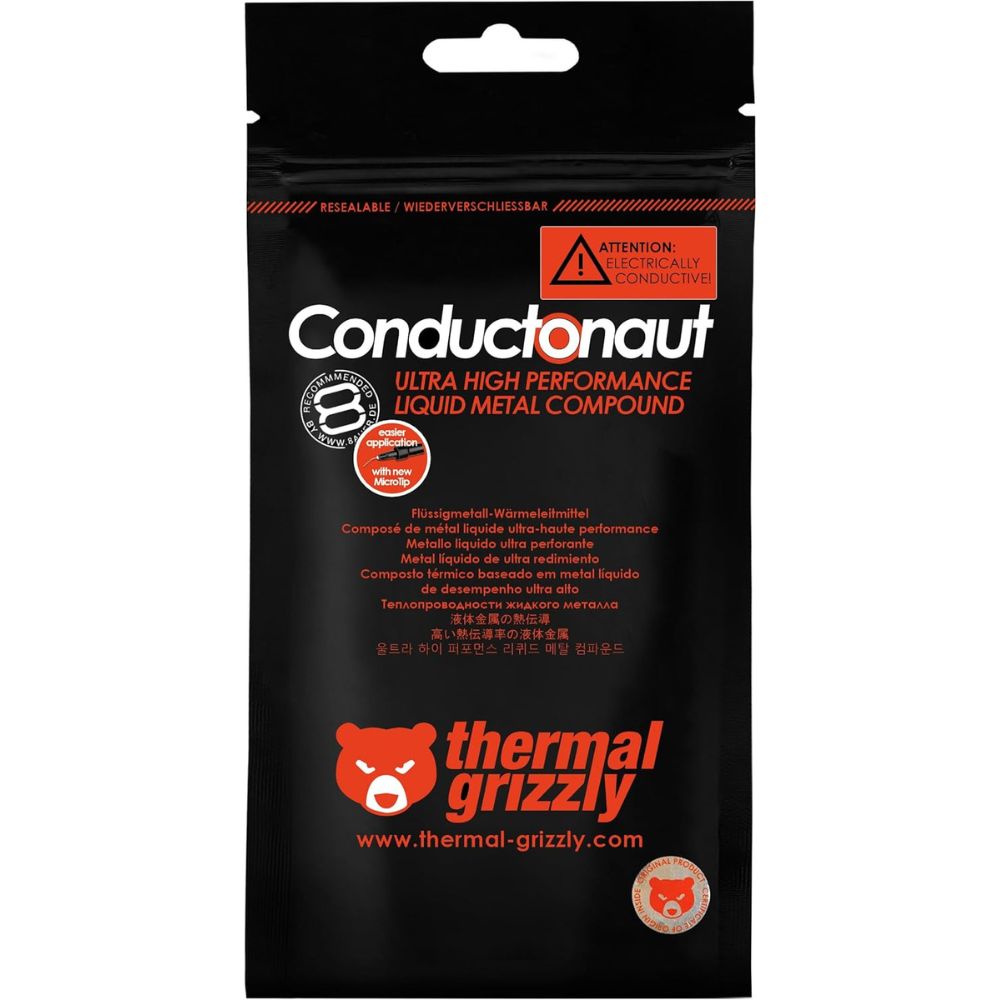 Thermal Grizzly Liquid Metal Thermal Paste - Conductonaut Made in Germany Liquid Metal for PS5, CPU, GPU, Xbox, Game Consoles - Best for Overclocking, Premium Materials