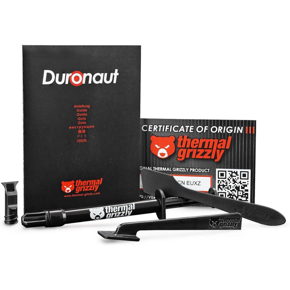 Thermal Grizzly - Duronaut - Enhanced Durability & High Performance Thermal Paste - for Maximum Conductivity While Overclocking CPU/GPU/PS4/PS5/Xbox with 12 Cleaning Wipes 6 Wet & 6 Dry