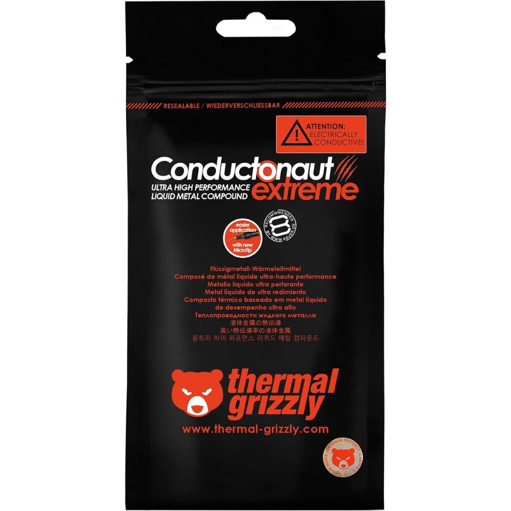 Thermal Grizzly Conductonaut Extreme Ultra High Performance Liquid Metal Compound Thermal Paste - for Maximum Thermal Conductivity While Overclocking CPU/GPU/PS4/PS5/Xbox Made in Germany