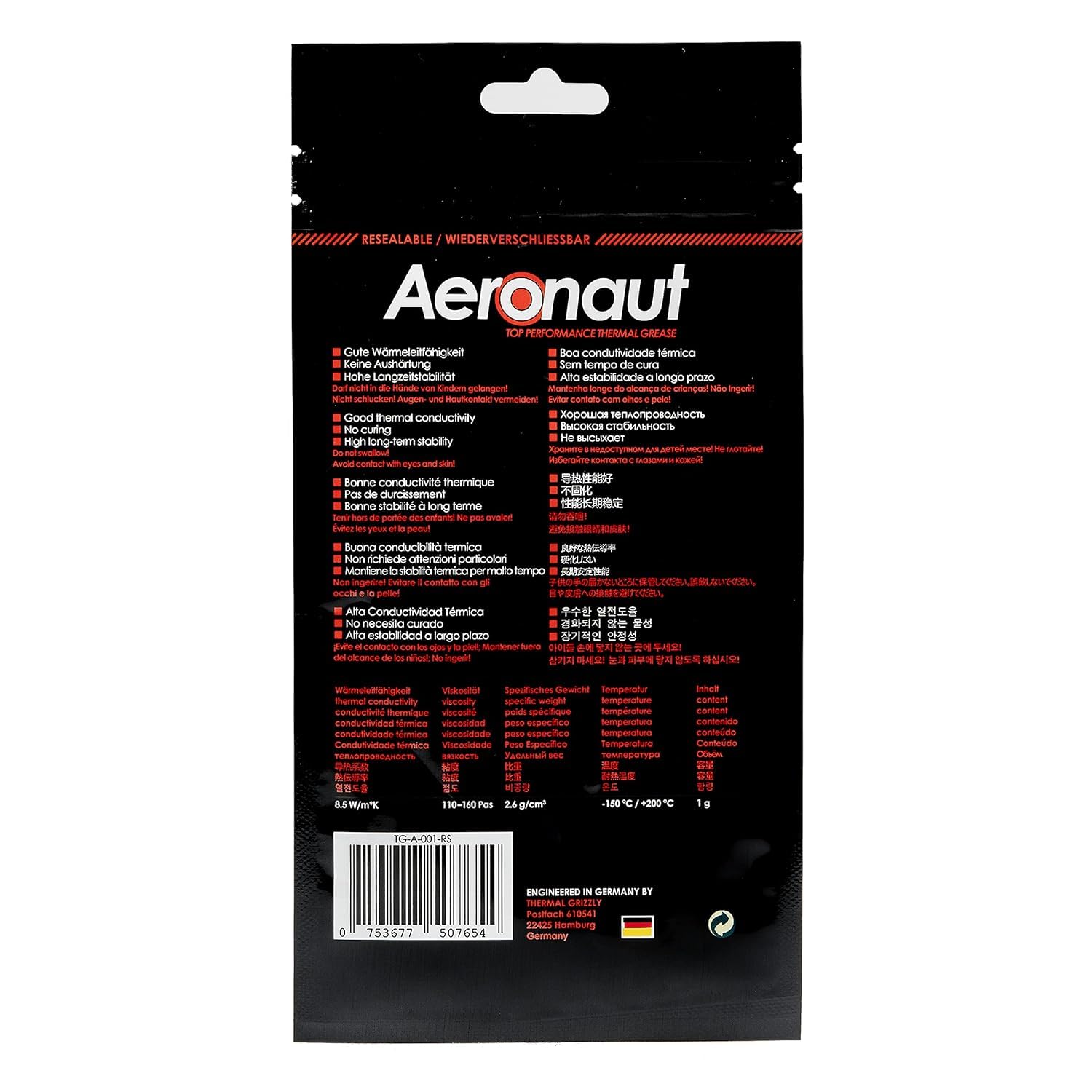Thermal Grizzly - Aeronaut - 3Pack of 1 Gram - High Performance Thermal Paste - Ideal Entry Level Thermal Paste - Compatible with Most Cooling Solutions CPU/GPU/PS4/PS5/Xbox