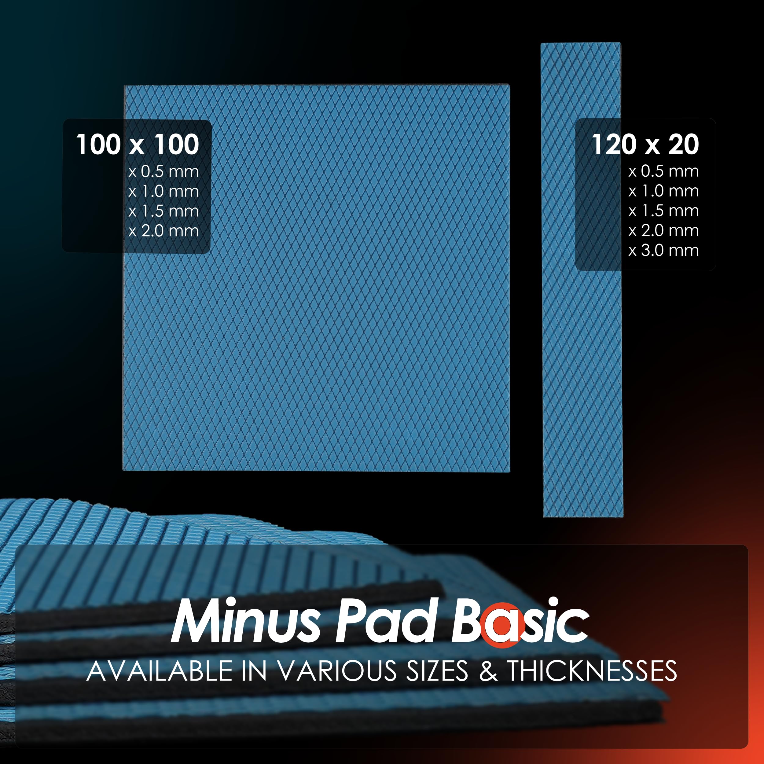 Thermal Grizzly Minus Pad Basic – 2-Pack Thermal Interface Pad, 100x100x0.5mm, Electrically Non-Conductive, High Thermal Conductivity & Compressibility for SSDs, GPUs & Electronics