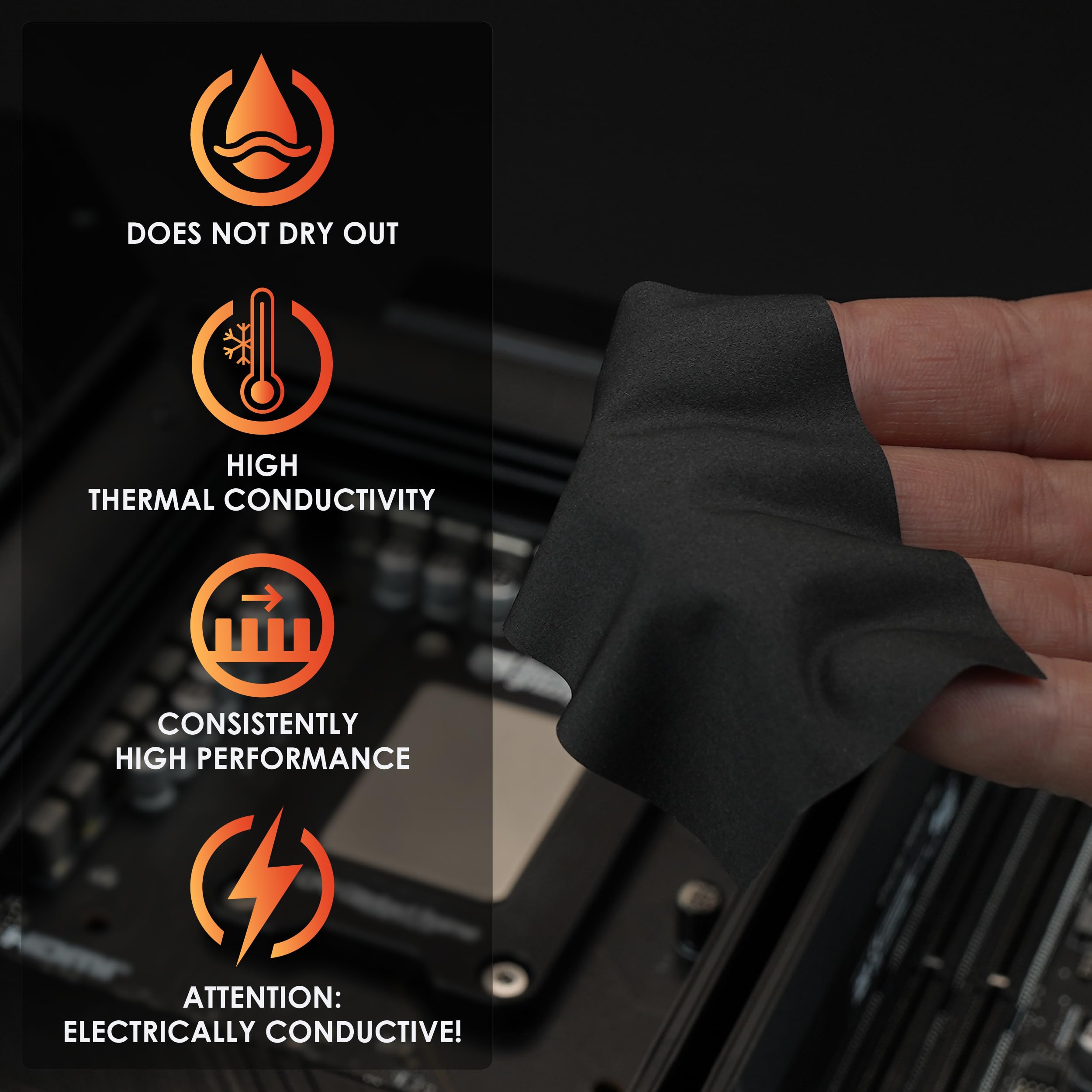 Thermal Grizzly Carbonaut - Carbon Thermal Pad - Non-Adhesive, Flexible and Reusable - Very High Thermal Conductivity - Conducts Electricity