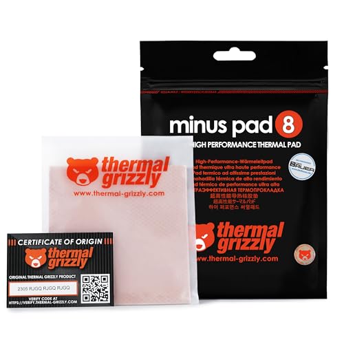 Thermal Grizzly Minus Pad 8 (100x100mm) Thermal Interface Pad, Electrically Non-Conductive, High Thermal Conductivity & Compressibility for SSDs, GPUs & Electronics