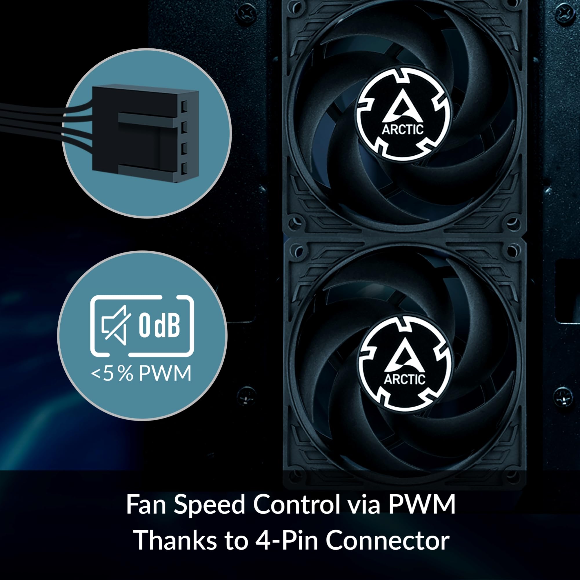 ARCTIC P8 Max - PC Fan, High-Performance 80mm Case Fan, Server Fan, PWM-Controlled 500–5000 RPM, Optimised for Static Pressure, 0dB Mode - Black