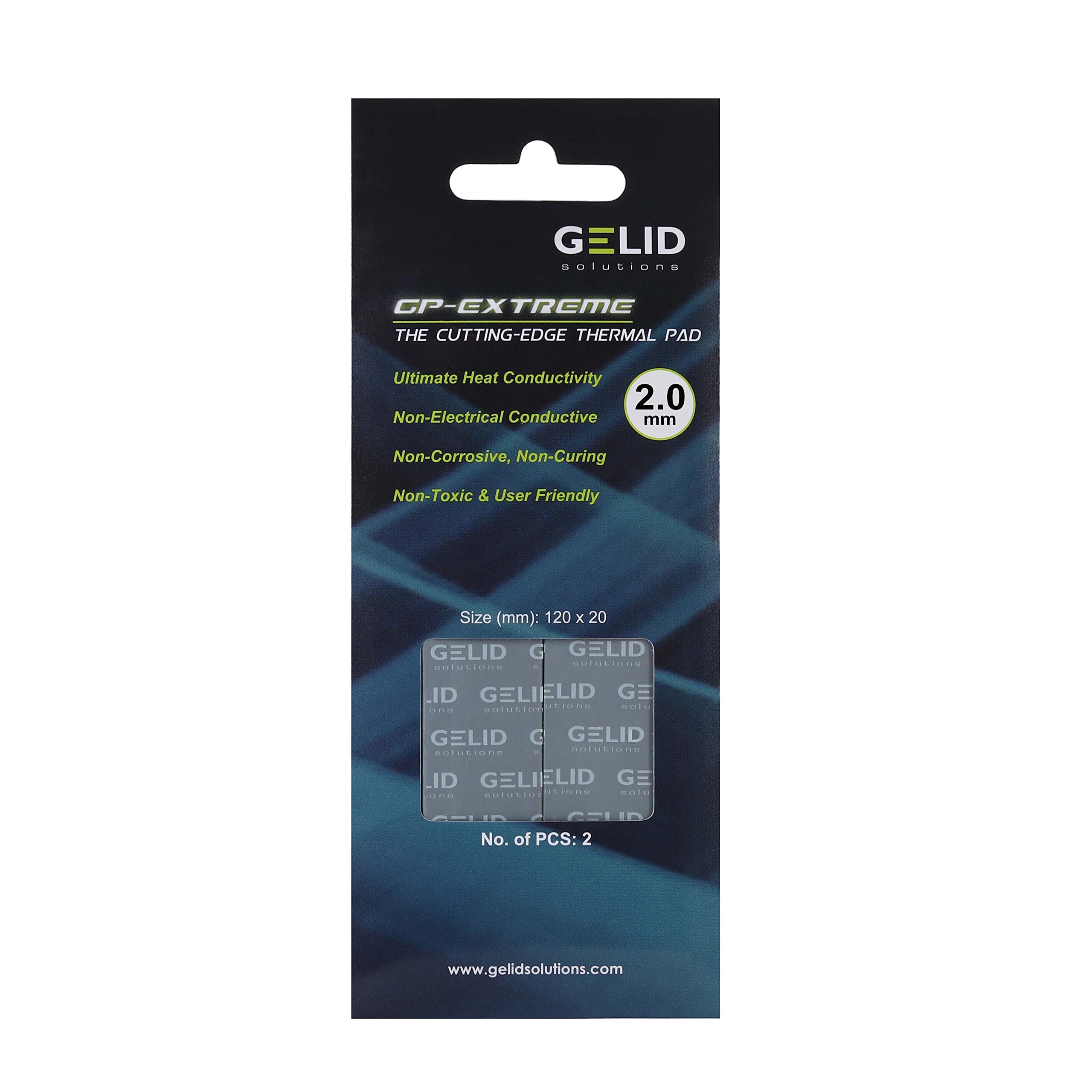 Gelid Solutions GP-Extreme 12W-Thermal Pad 120x20 (2pcs) Excellent Heat Conduction, Ideal Gap Filler. Easy Installation