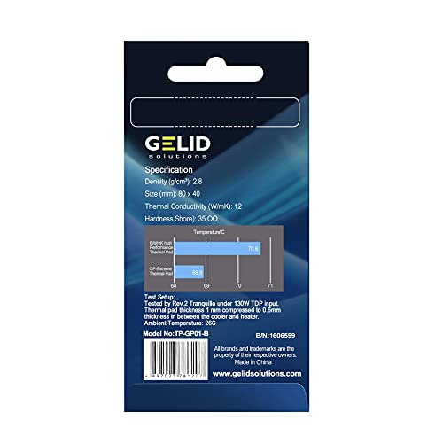Gelid Solutions GP-Extreme 12W Thermal Pad 80x40 Excellent Heat Conduction, Ideal Gap Filler. Easy Installation