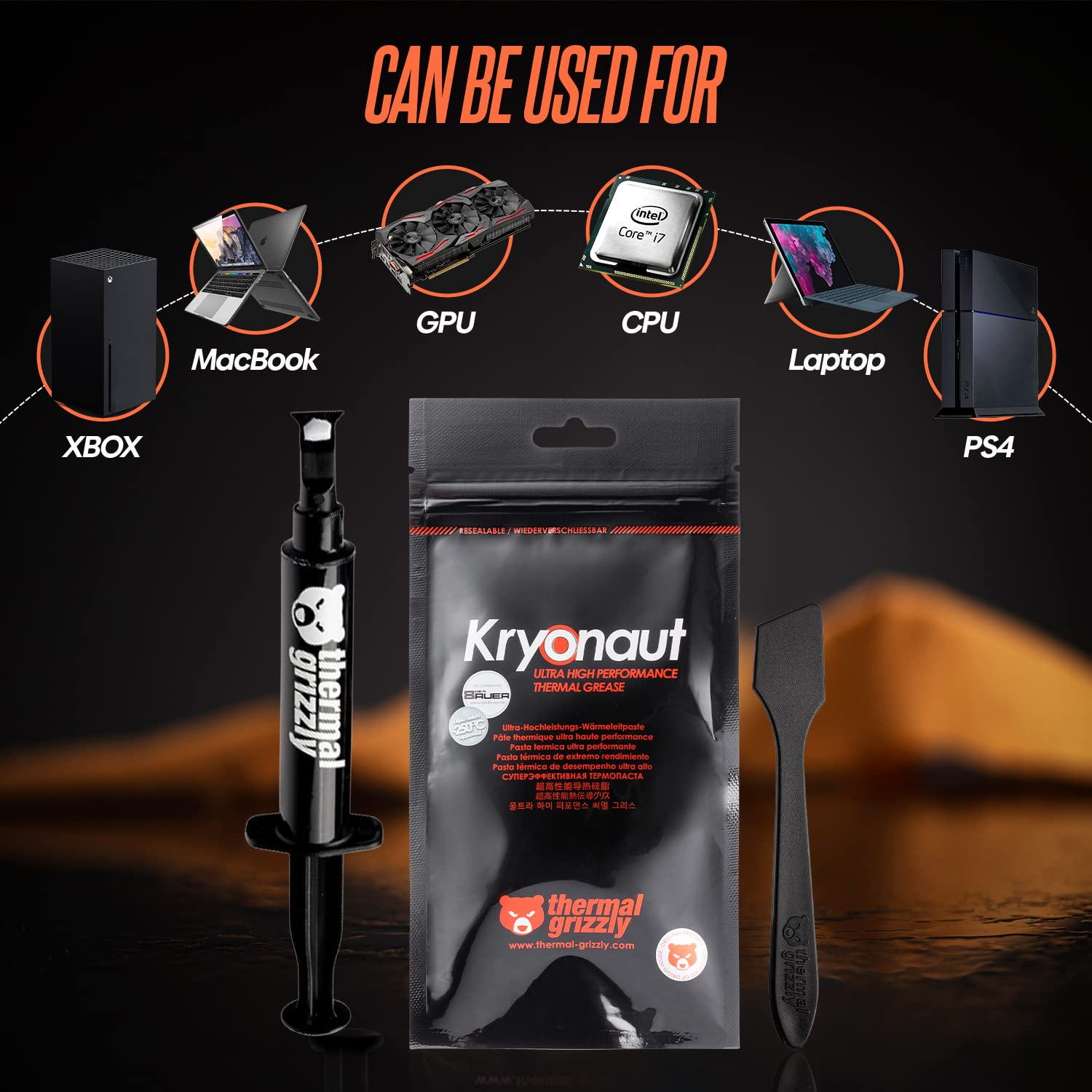 Thermal Grizzly Kryonaut The High Performance Thermal Paste Cooling All Processors, Graphics Cards and Heat Sinks in Computers and Consoles Combo Extra Spatula