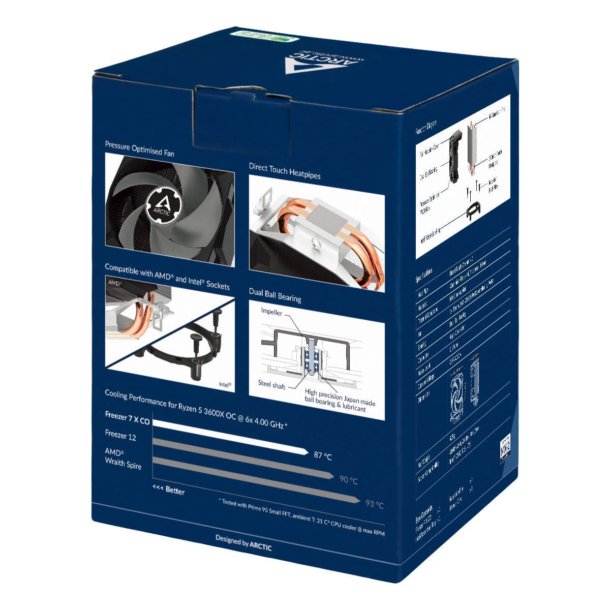 Arctic Freezer 7 Pro – Compact Multi-Compatible Tower CPU Cooler | 92 mm PWM Fan | for AMD AM4 and Intel 115x CPU