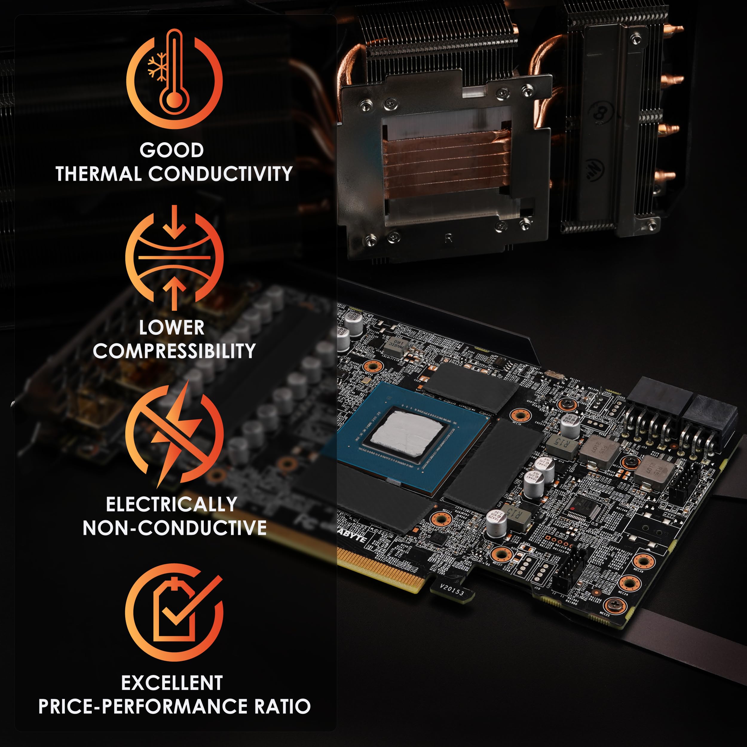 Thermal Grizzly Minus Pad Basic - 120x20x1.5mm 4-Pack Thermal Interface Pad, Electrically Non-Conductive, High Thermal Conductivity & Compressibility for SSDs, GPUs & Electronics