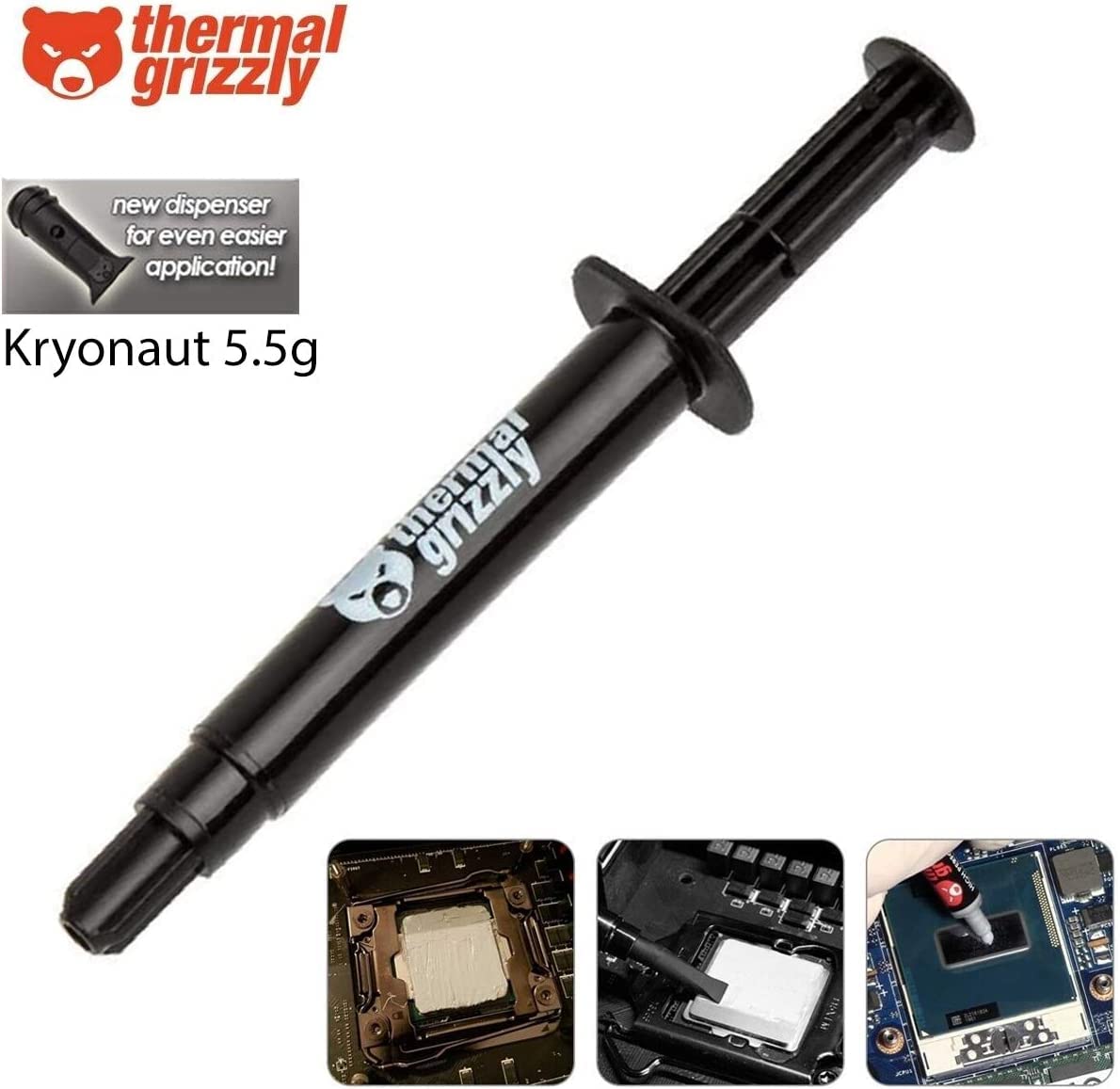 Thermal Grizzly Kryonaut The High Performance Thermal Paste Cooling All Processors, Graphics Cards and Heat Sinks in Computers and Consoles Combo Extra Spatula