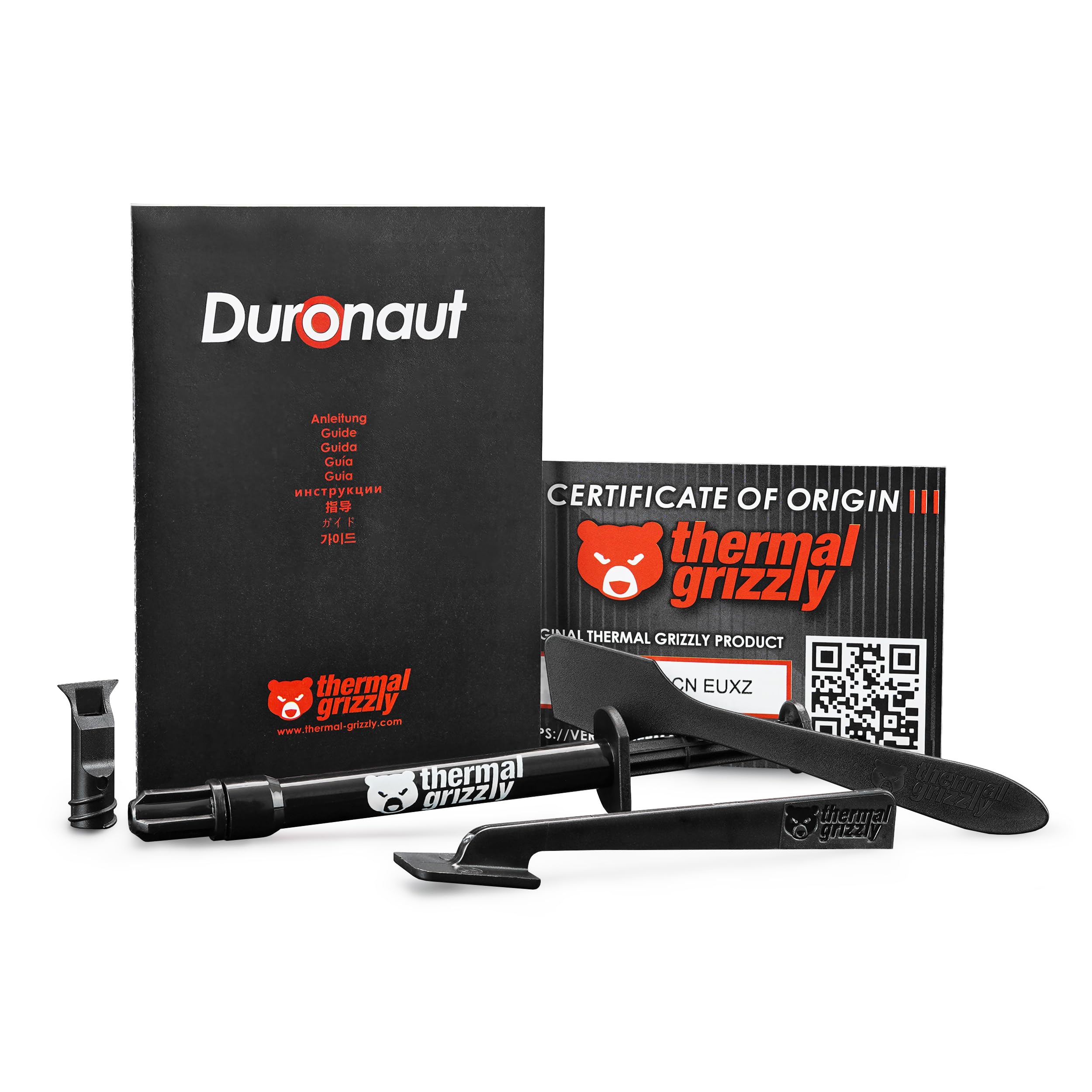 Thermal Grizzly - Duronaut - Enhanced Durability & High Performance Thermal Paste - for Maximum Conductivity While Overclocking CPU/GPU/PS4/PS5/Xbox with 12 Cleaning Wipes 6 Wet & 6 Dry (2g + Wipes)