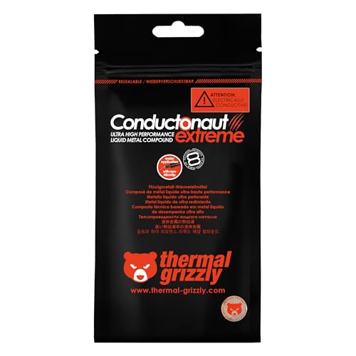 Thermal Grizzly - Conductonaut Extreme - Ultra High Performance Liquid Metal Compound Thermal Paste - for Maximum Thermal Conductivity While Overclocking CPU/GPU/PS4/PS5/Xbox Made in Germany