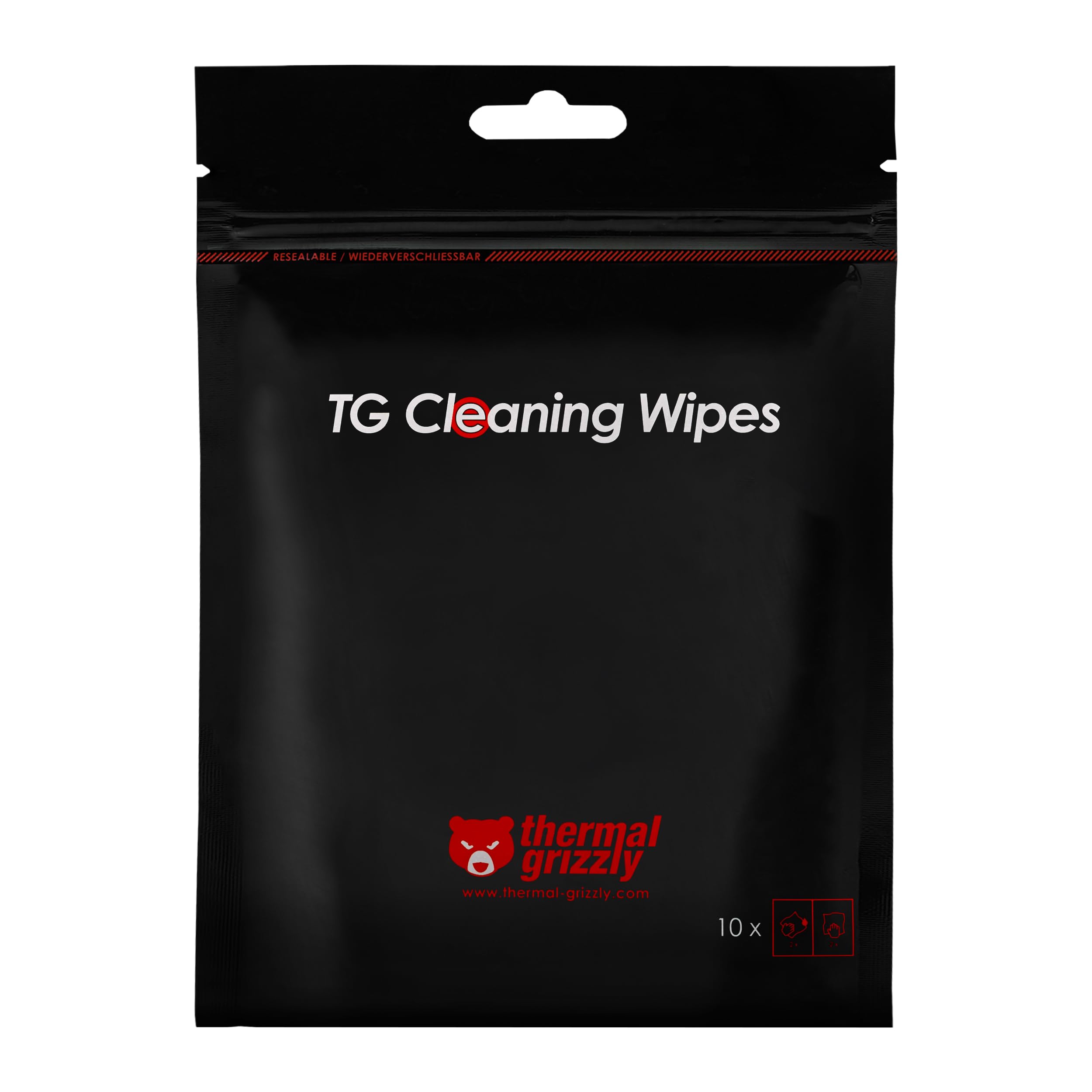 Thermal Grizzly TG Cleaning Wipes (10 Pcs - 20 Wet & 20 Dry Wipes) - Clean and Degrease Surfaces - Optimal Adhesion of Thermal Conductive Materials
