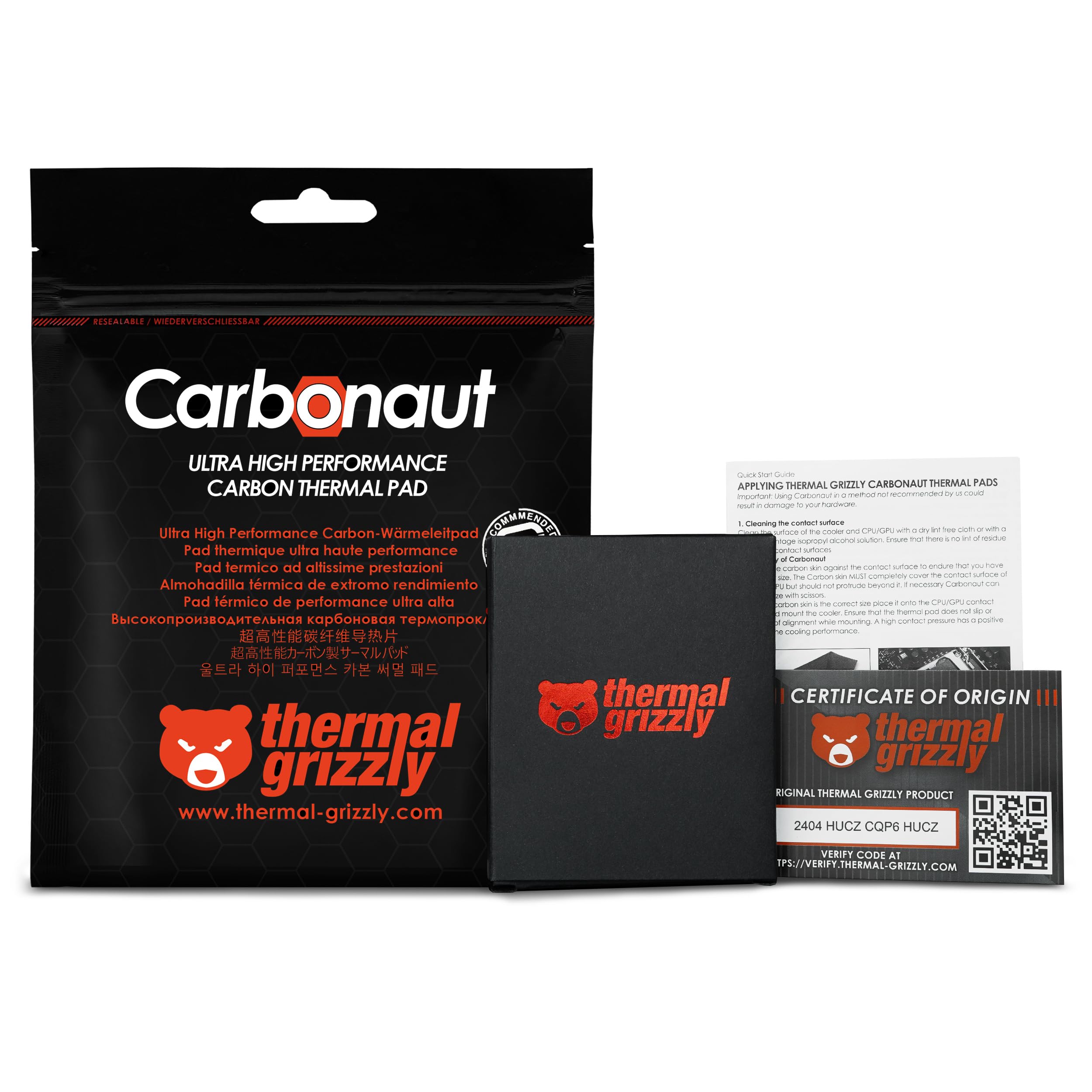 Thermal Grizzly Carbonaut - Carbon Thermal Pad - Non-Adhesive, Flexible and Reusable - Very High Thermal Conductivity - Conducts Electricity