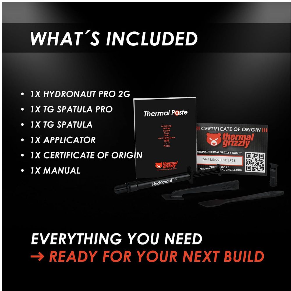 Thermal Grizzly Hydronaut Pro - Thermal Paste - Silicone-Free Outstanding Thermal Conductivity - Long-Term Stability for CPU, GPU, Demanding Workstations and Industrial Cooling Systems