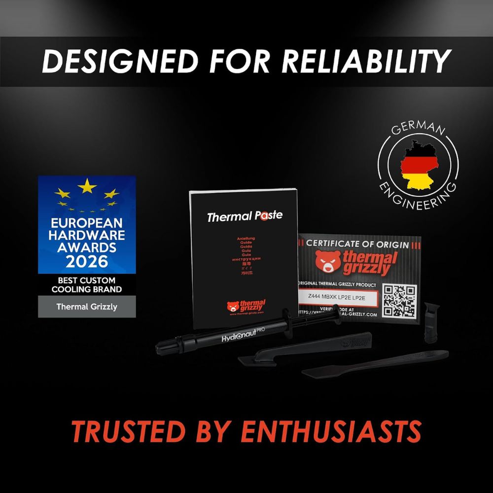 Thermal Grizzly Hydronaut Pro - Thermal Paste - Silicone-Free Outstanding Thermal Conductivity - Long-Term Stability for CPU, GPU, Demanding Workstations and Industrial Cooling Systems