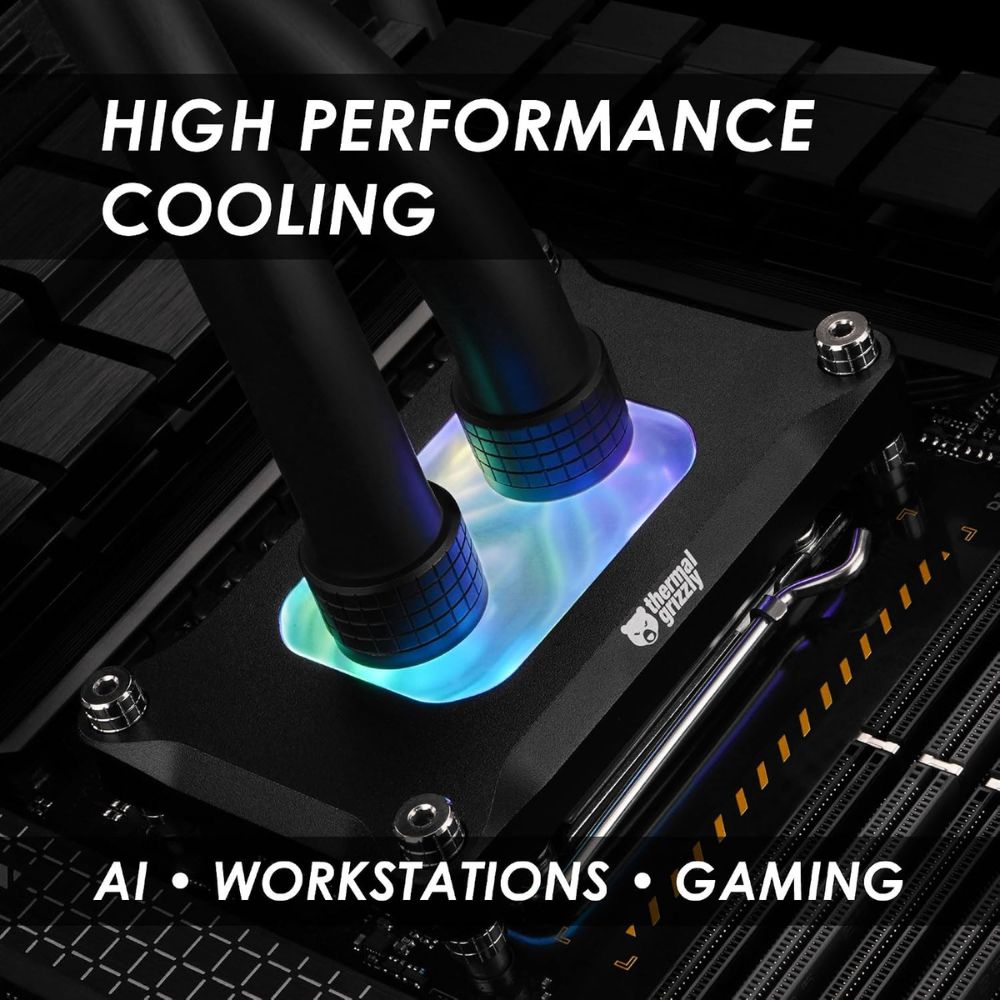 Thermal Grizzly Mycro Pro RGB - CPU AMD AM5 Waterblock Also fits AM4 - G1/4 High Performance Liquid Cooling Block, Precision-Machined Nickel-Plated Copper Cold Plate, 0.2 mm Microfins and Filter