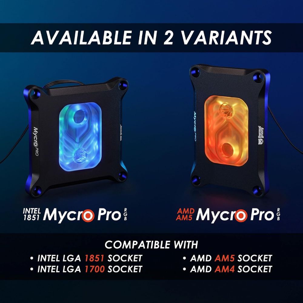 Thermal Grizzly Mycro Pro RGB - CPU AMD AM5 Waterblock Also fits AM4 - G1/4 High Performance Liquid Cooling Block, Precision-Machined Nickel-Plated Copper Cold Plate, 0.2 mm Microfins and Filter