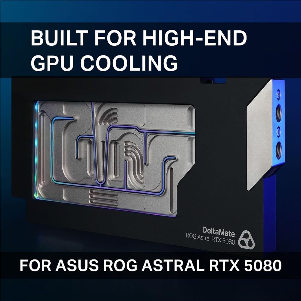 Thermal Grizzly DeltaMate GPU Block Astral 5080 - GPU Waterblock for ASUS Astral RTX 5080, Nickel Plated Copper Dual Cold Plate, 0.2 mm Microfins, BOROFLOAT Glass, G1/4, 5V-ARGB