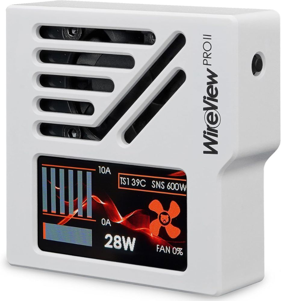 Thermal Grizzly WireView Pro II GPU White - GPU Monitoring Device for 12V-2x6 and 12VHPWR Graphics Cards with Per-Pin Current Monitoring, TFT-IPS Display and 90-Degree Cable Routing
