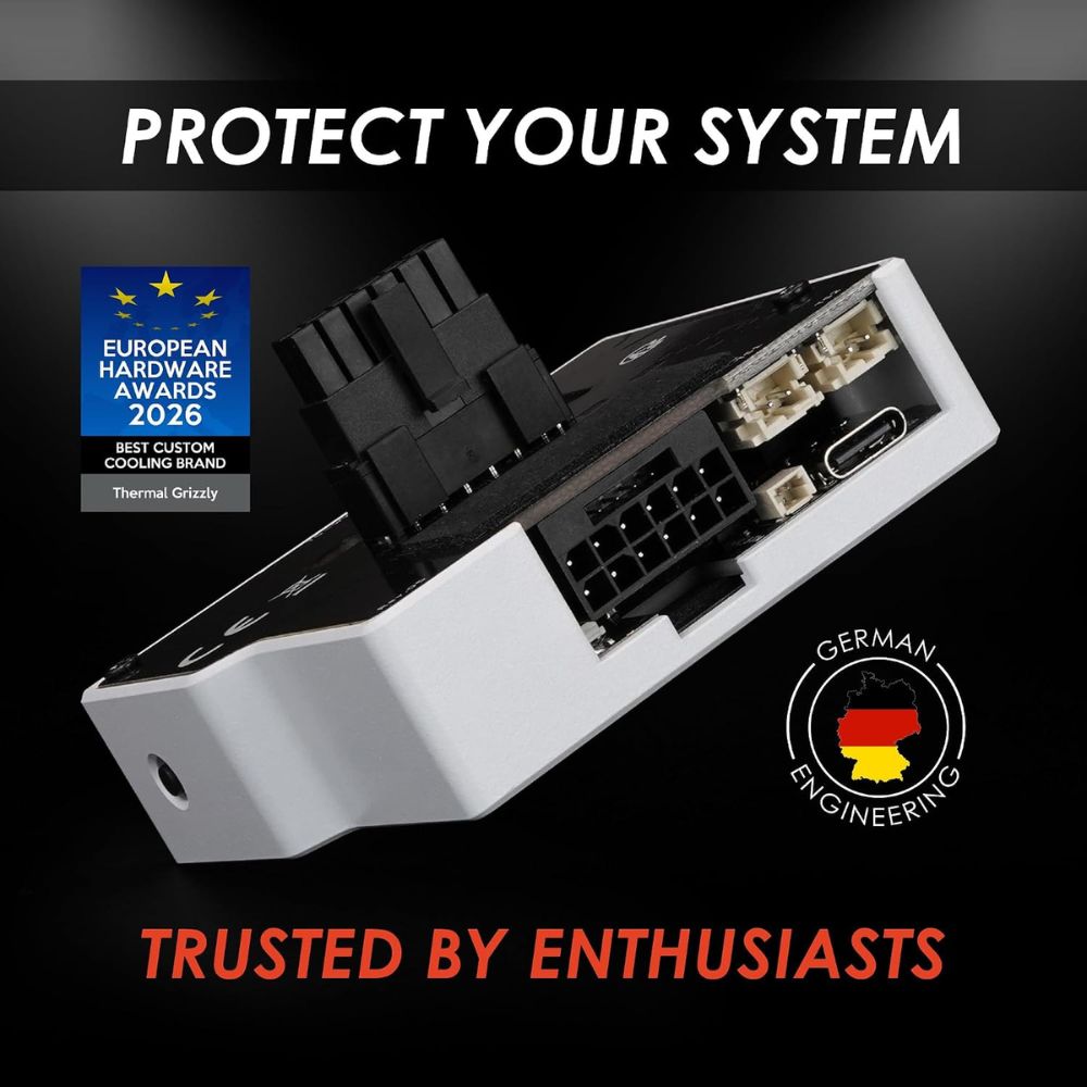 Thermal Grizzly WireView Pro II GPU White - GPU Monitoring Device for 12V-2x6 and 12VHPWR Graphics Cards with Per-Pin Current Monitoring, TFT-IPS Display and 90-Degree Cable Routing