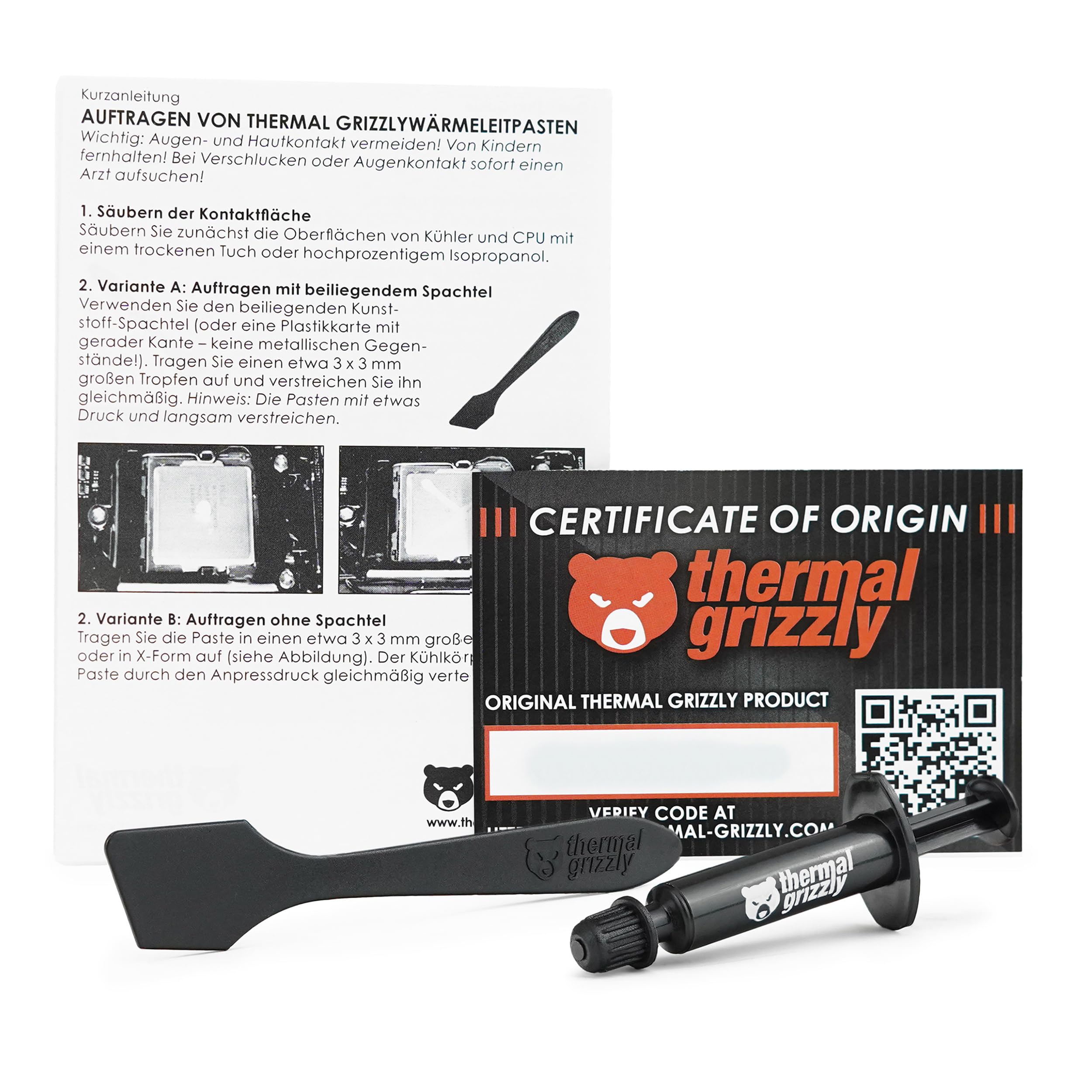 Thermal Grizzly Kryonaut - 1 Gram - Extremely High Performance Thermal Paste + 12 Cleaning Wipes 6 Wet & 6 Dry - for Demanding Applications and Overclocking CPU/GPU/PS4/PS5/Xbox