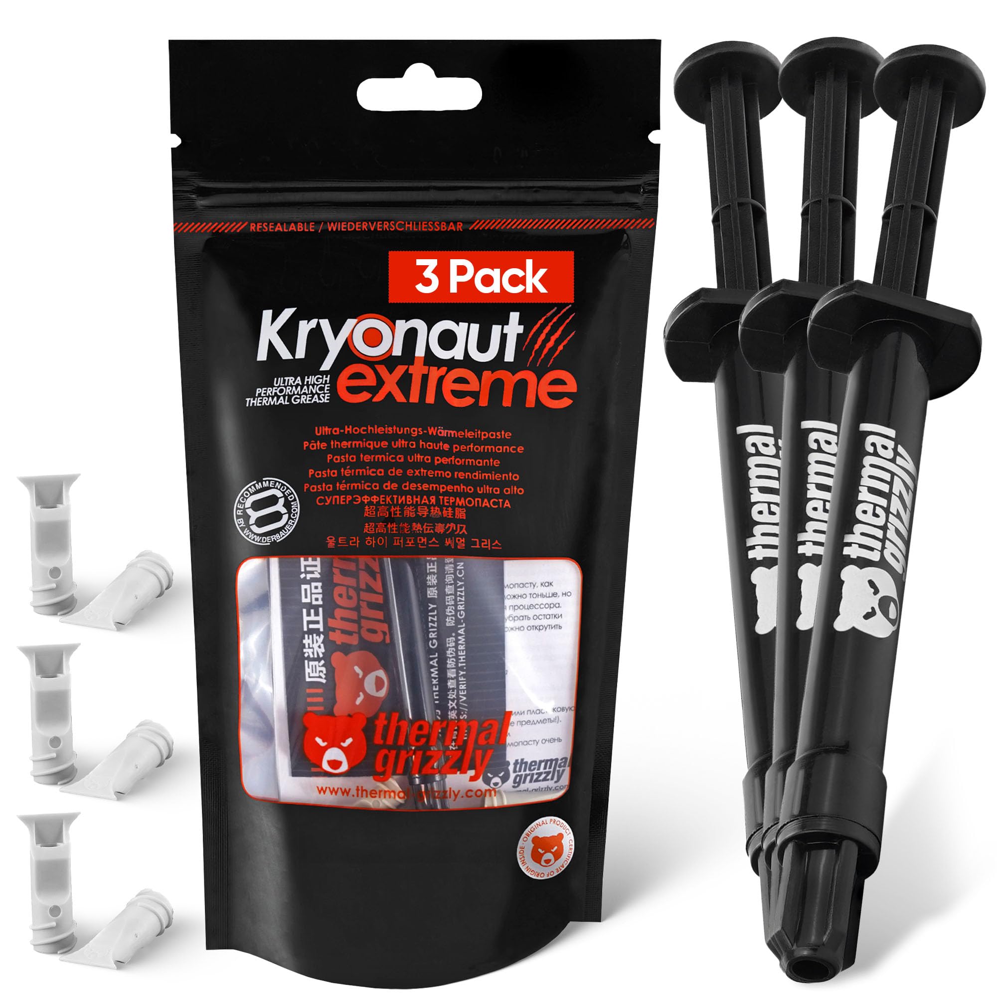 Thermal Grizzly Kryonaut Extreme - Extremely High Performance Thermal Paste - for Maximum Thermal Conductivity While Overclocking CPU/GPU/PS4/PS5/Xbox (3 Pack of 2 Gram)