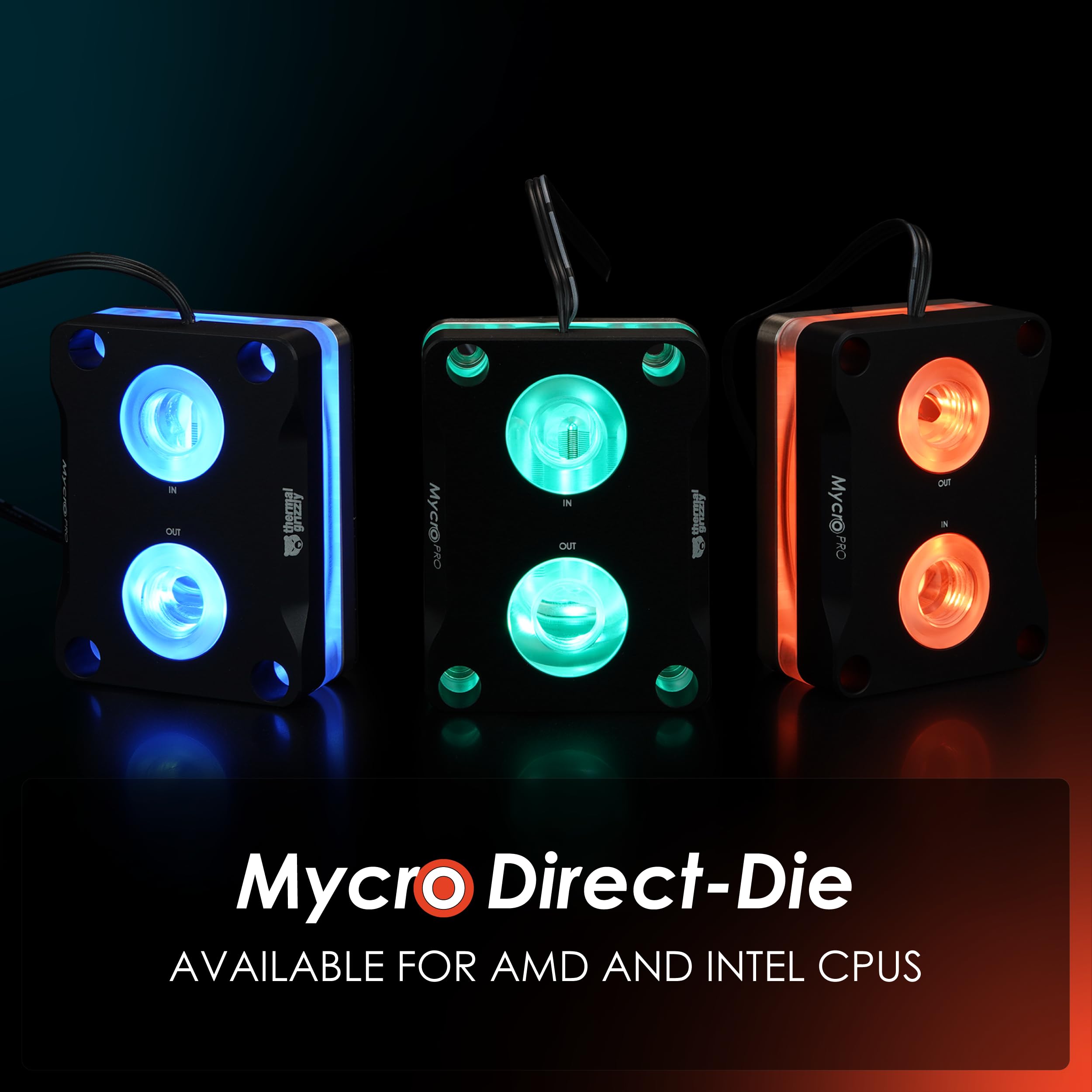 Thermal Grizzly Intel Mycro Direct-Die Pro RGB V1 Water Cooler – Nickel-Plated Copper Base, Optimized for Intel LGA1700 Platform, Enhanced Cooling Fins, Low Flow Resistance, RGB Lighting