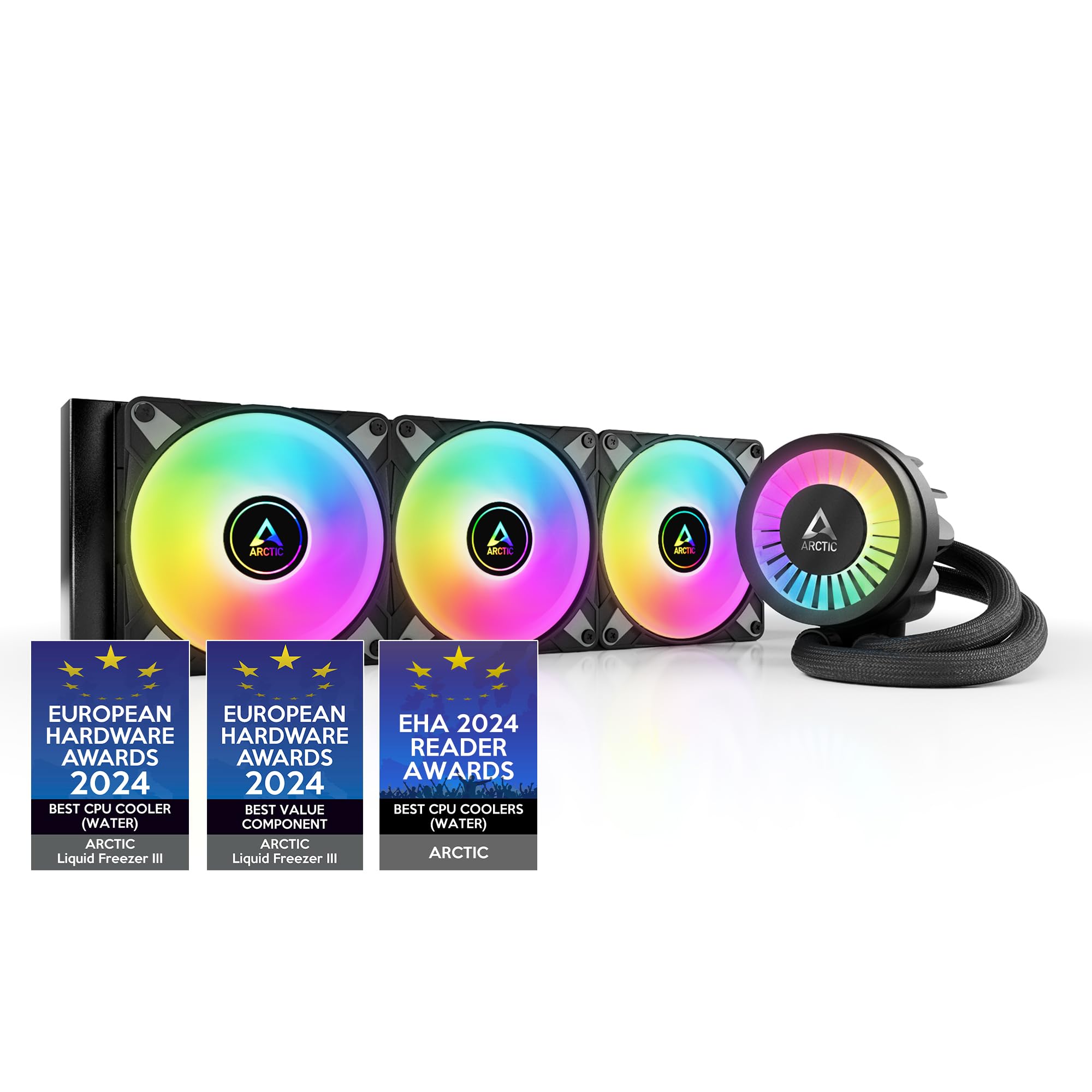 ARCTIC Liquid Freezer III 360 - Water Cooling PC, All-in-One CPU AIO Water Cooler, Intel & AMD Compatible, efficient PWM-Controlled Pump, Fan: 200-1800 RPM, LGA1851/1700 Contact Frame - Black