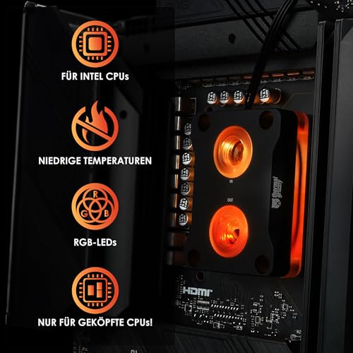 Thermal Grizzly Intel 1851 Mycro Direct-Die Pro RGB V1 Water Cooler with Nickel-Plated Copper Base and Micro Cooling Fins - Made in Germany