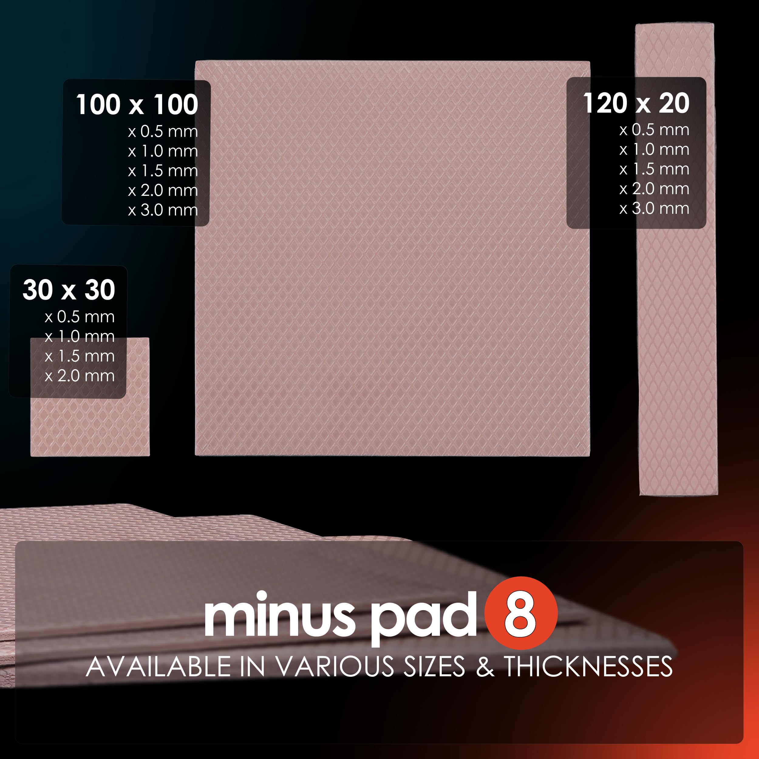 Thermal Grizzly Minus Pad 8 (100x100mm) Thermal Interface Pad, Electrically Non-Conductive, High Thermal Conductivity & Compressibility for SSDs, GPUs & Electronics
