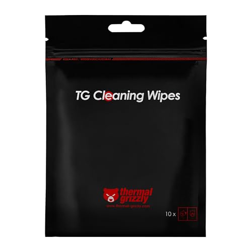 Thermal Grizzly TG Cleaning Wipes (10 Pcs - 20 Wet & 20 Dry Wipes) - Clean and Degrease Surfaces - Optimal Adhesion of Thermal Conductive Materials