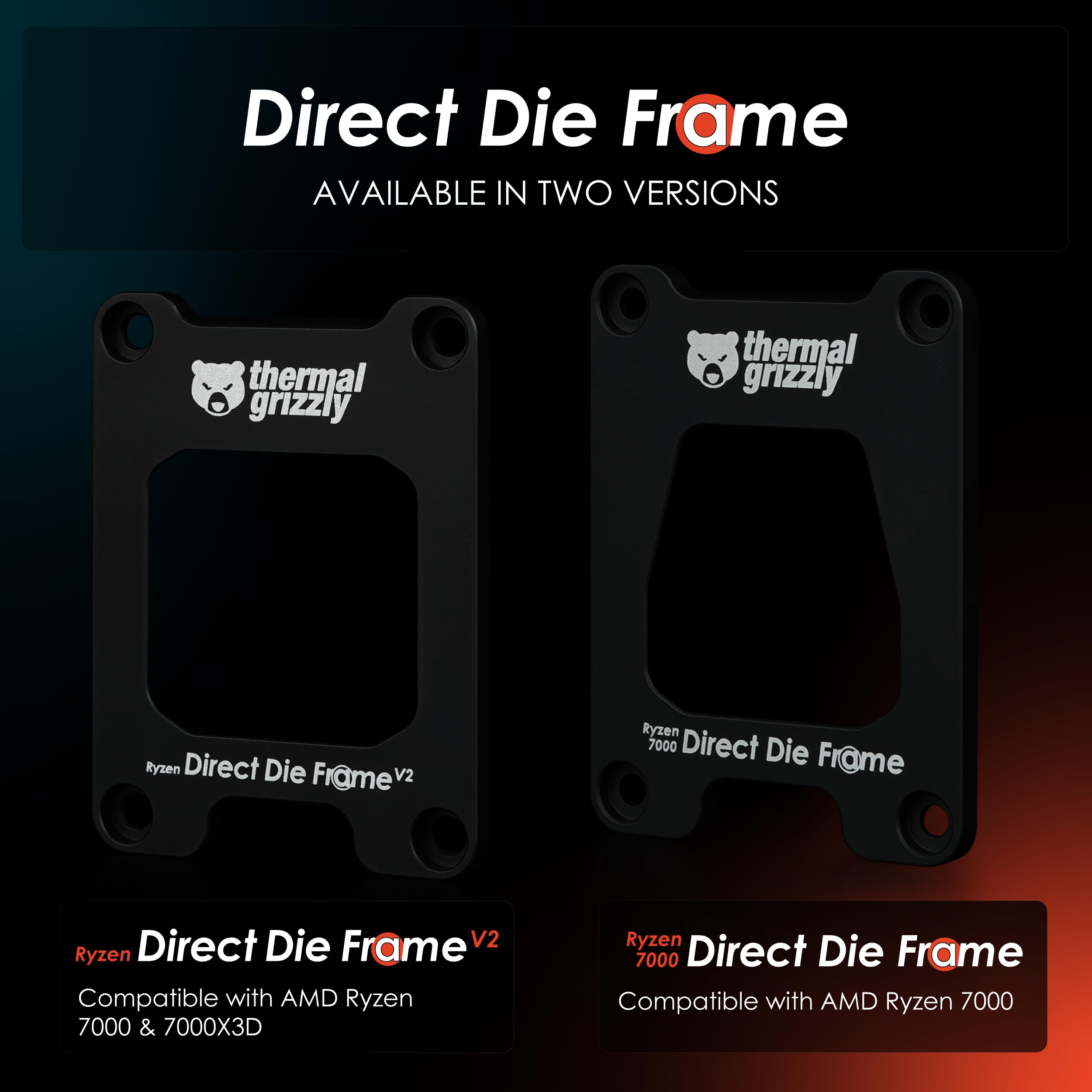 Thermal Grizzly Direct Die Frame Ryzen 7000 - for Mounting Ryzen 7000 CPUs Without The Integrated Heatspreader - Made in Germany