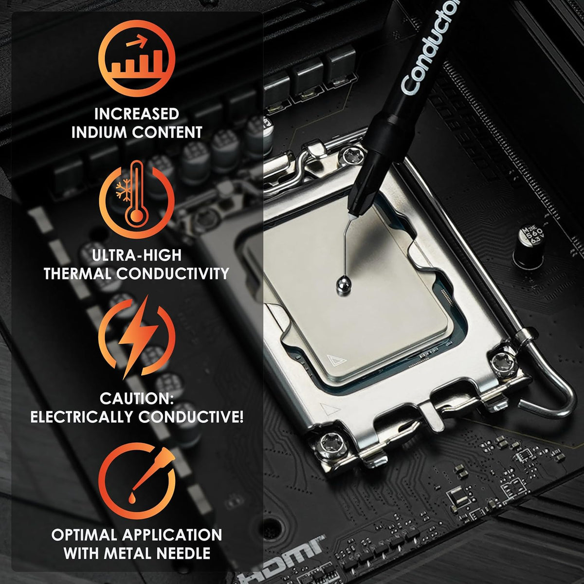 Thermal Grizzly Liquid Metal Thermal Paste - Conductonaut Made in Germany Liquid Metal for PS5, CPU, GPU, Xbox, Game Consoles - Best for Overclocking, Premium Materials